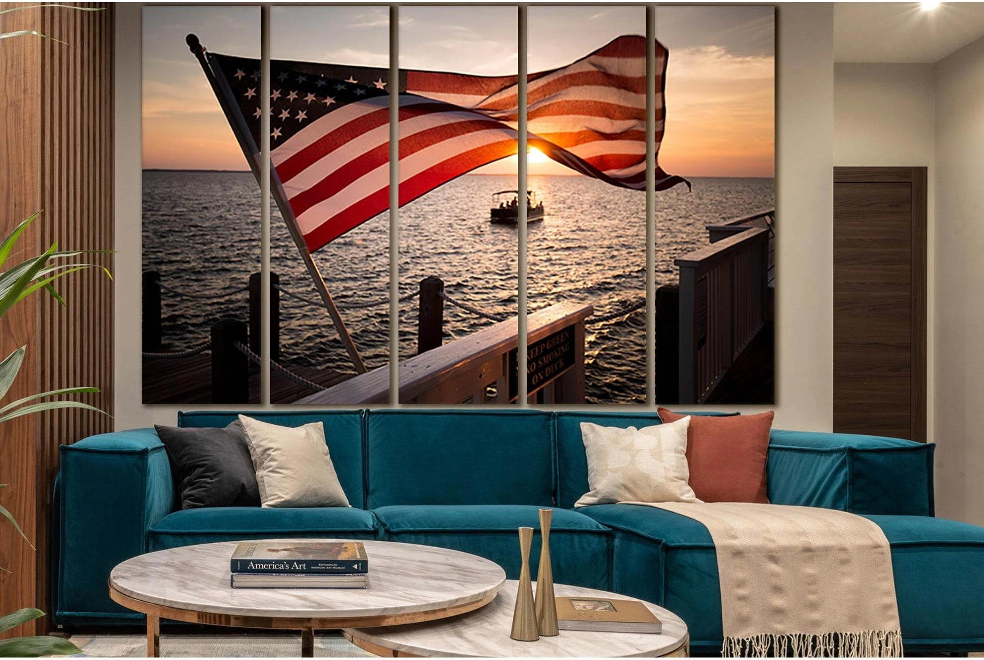 Usa Flag At Sunset №SL1178 Ready to Hang Canvas Print - Zellart Canvas Prints 0new, ALL_Products, Flags