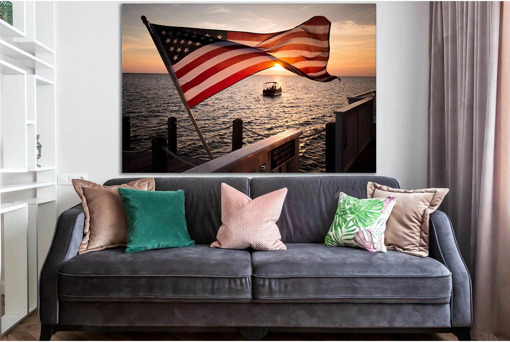 Usa Flag At Sunset №SL1178 Ready to Hang Canvas Print - Zellart Canvas Prints 0new, ALL_Products, Flags
