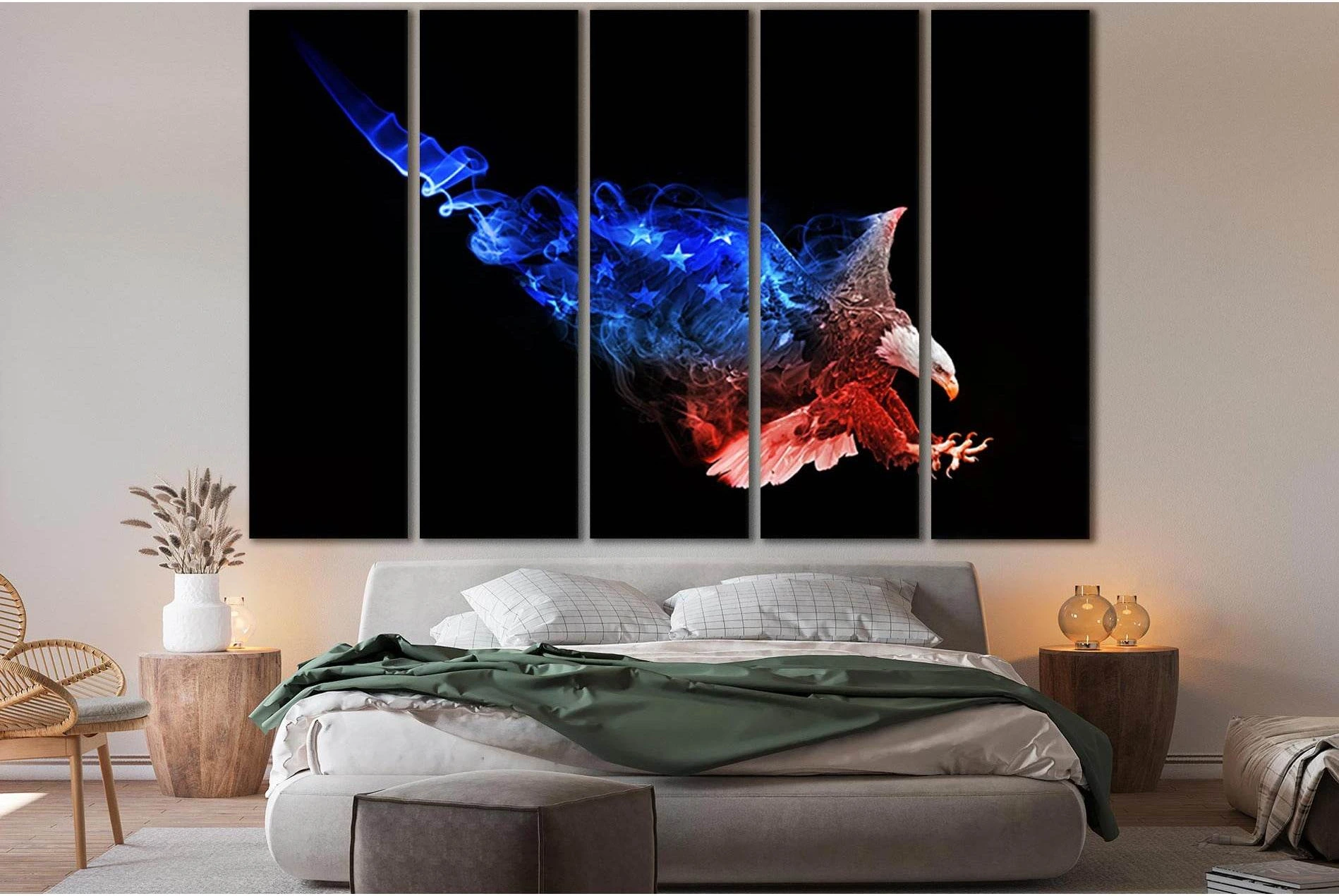 USA Flag Bald Eagle №SL1195 Ready to Hang Canvas Print - Zellart Canvas Prints 0new, ALL_Products, Flags