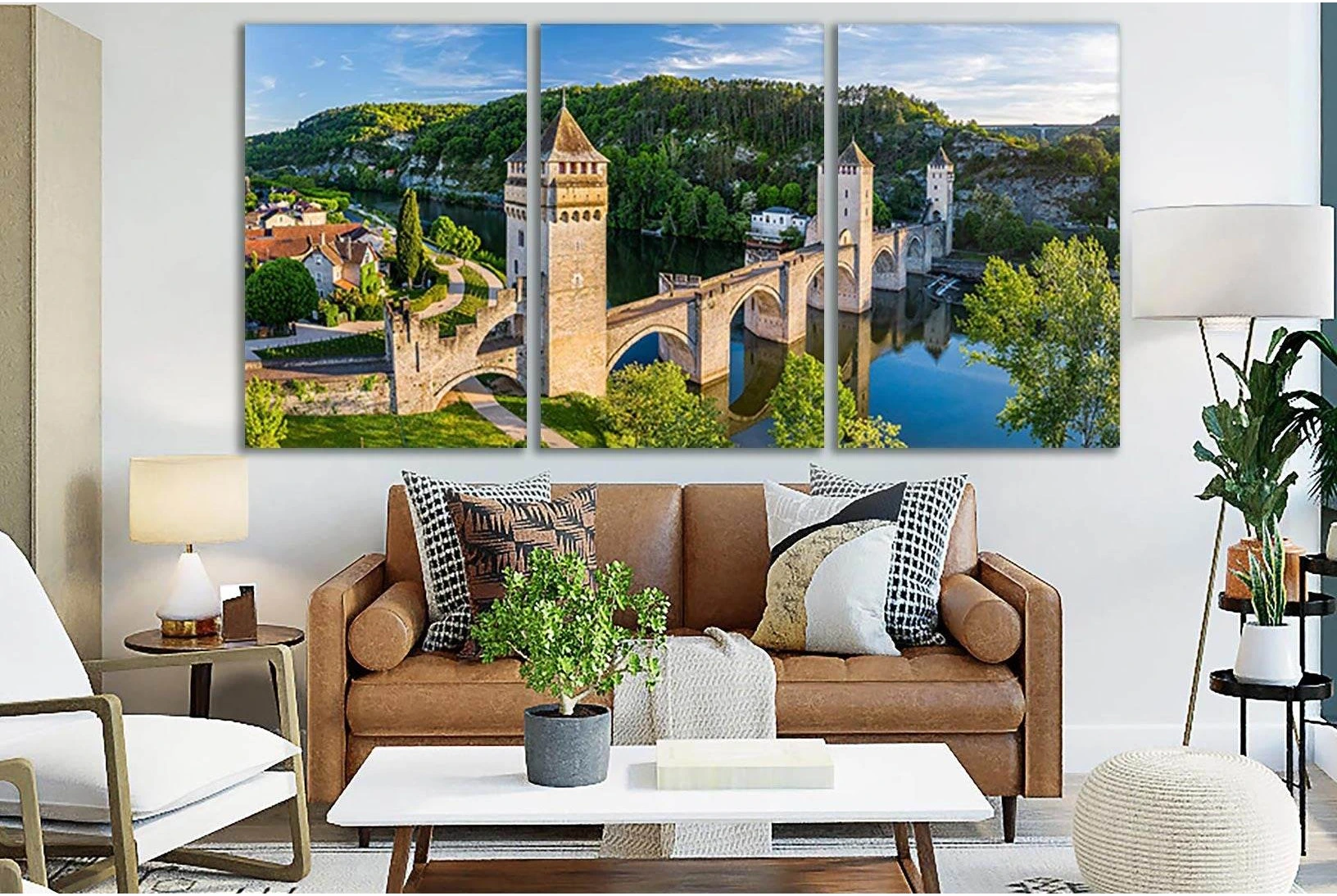 Valantrez Bridge France №SL1104 Ready to Hang Canvas Print - Zellart Canvas Prints 0new, ALL_Products, Bridges Wall Art