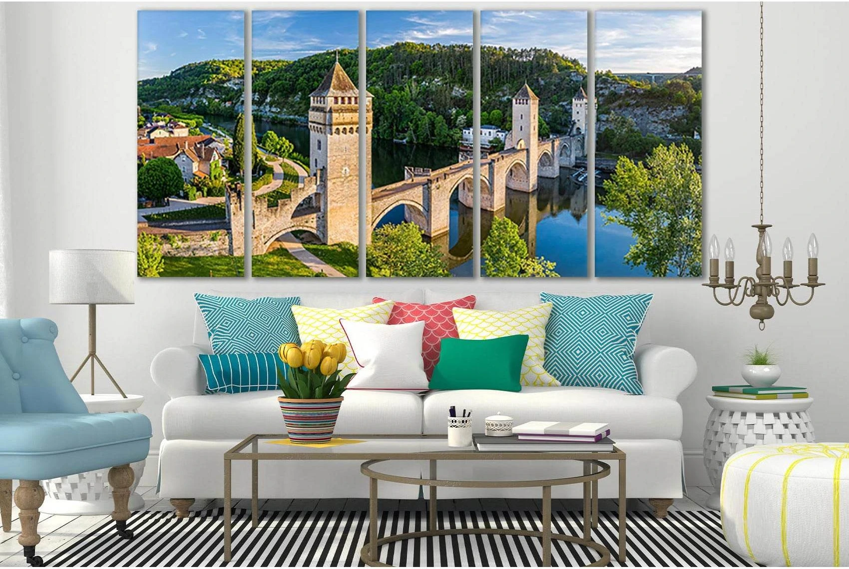 Valantrez Bridge France №SL1104 Ready to Hang Canvas Print - Zellart Canvas Prints 0new, ALL_Products, Bridges Wall Art