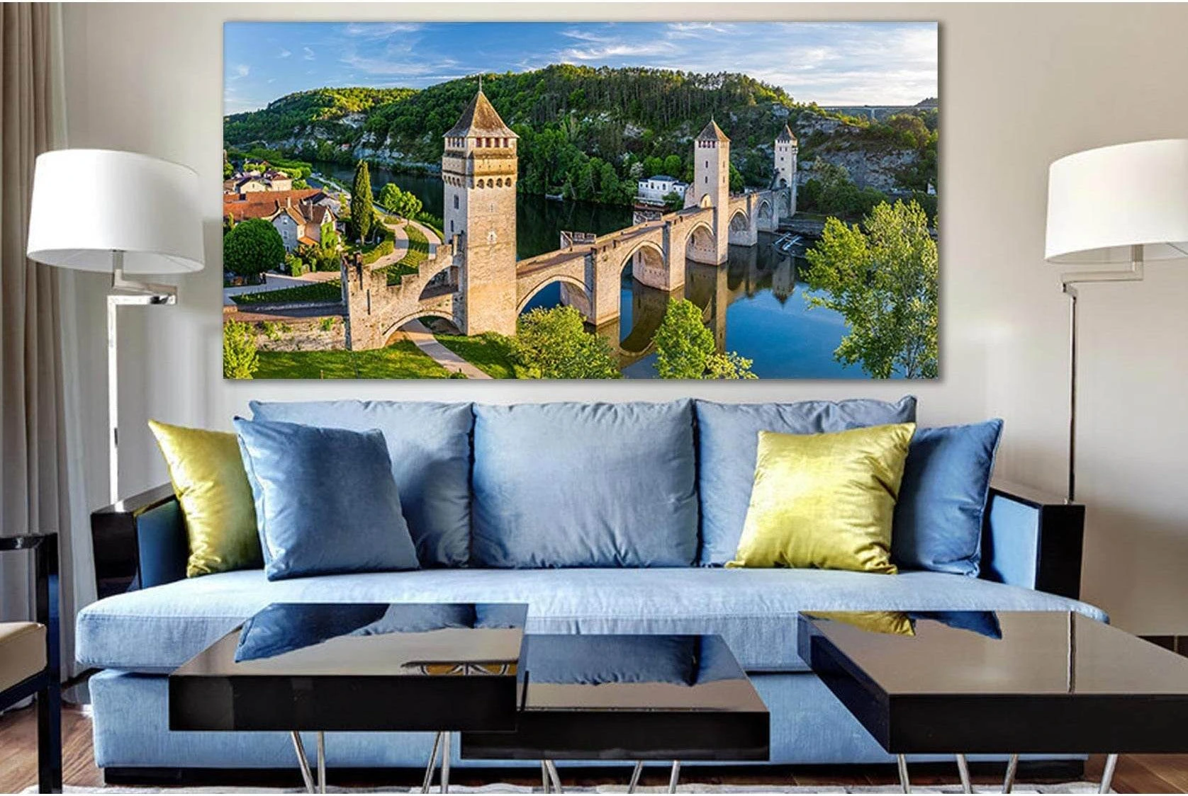 Valantrez Bridge France №SL1104 Ready to Hang Canvas Print - Zellart Canvas Prints 0new, ALL_Products, Bridges Wall Art