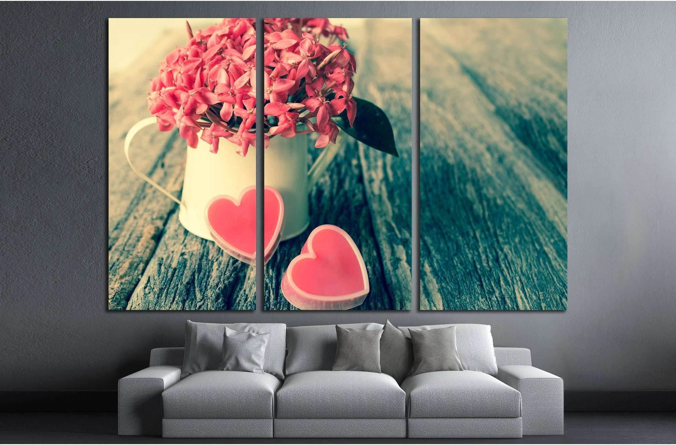 Valentines Day background with hearts and flower №2753 Ready to Hang Canvas Print - Zellart Canvas Prints ALL_Products, s-2753