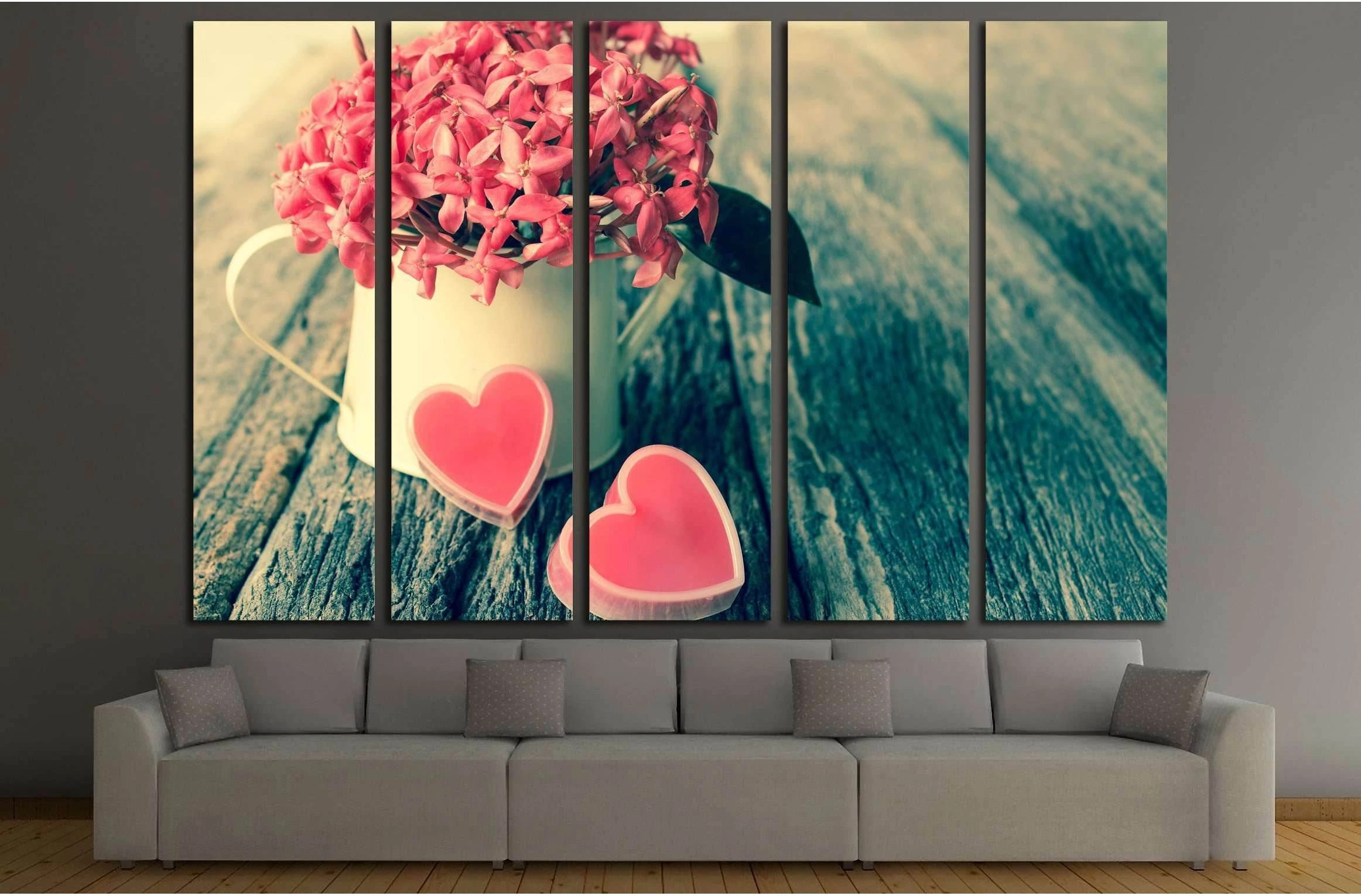 Valentines Day background with hearts and flower №2753 Ready to Hang Canvas Print - Zellart Canvas Prints ALL_Products, s-2753