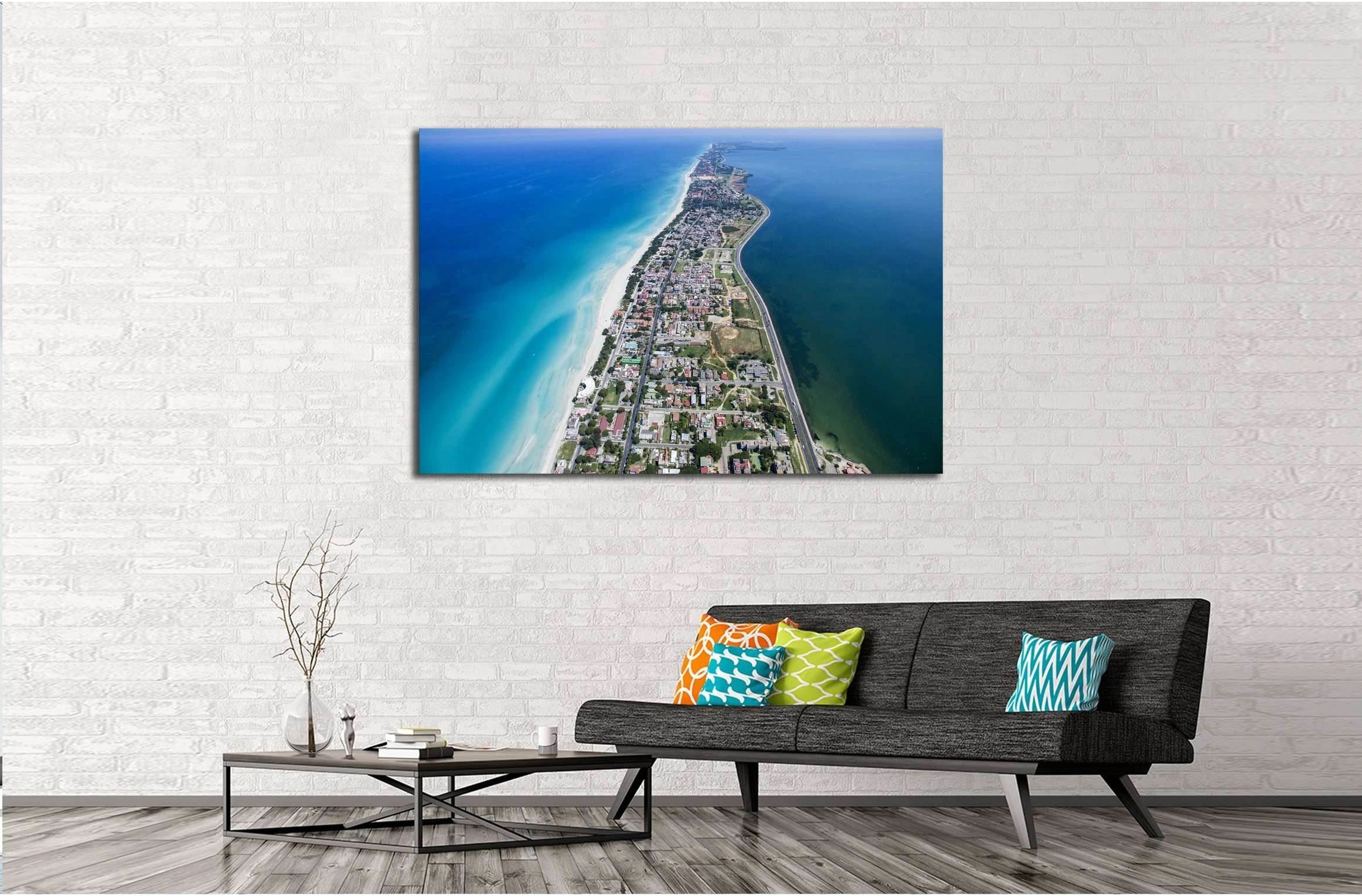VARADERO, CUBA Drone flies over tropical island №2984 Ready to Hang Canvas Print - Zellart Canvas Prints ALL_Products, s-2984