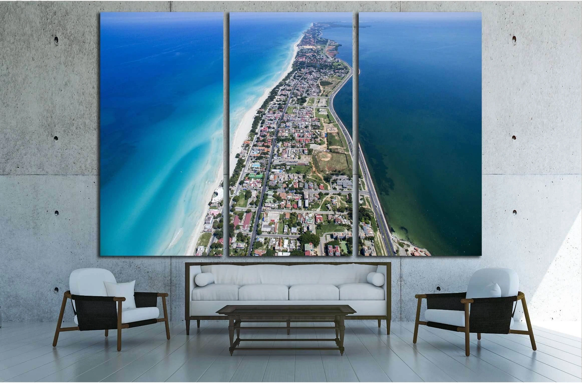 VARADERO, CUBA Drone flies over tropical island №2984 Ready to Hang Canvas Print - Zellart Canvas Prints ALL_Products, s-2984