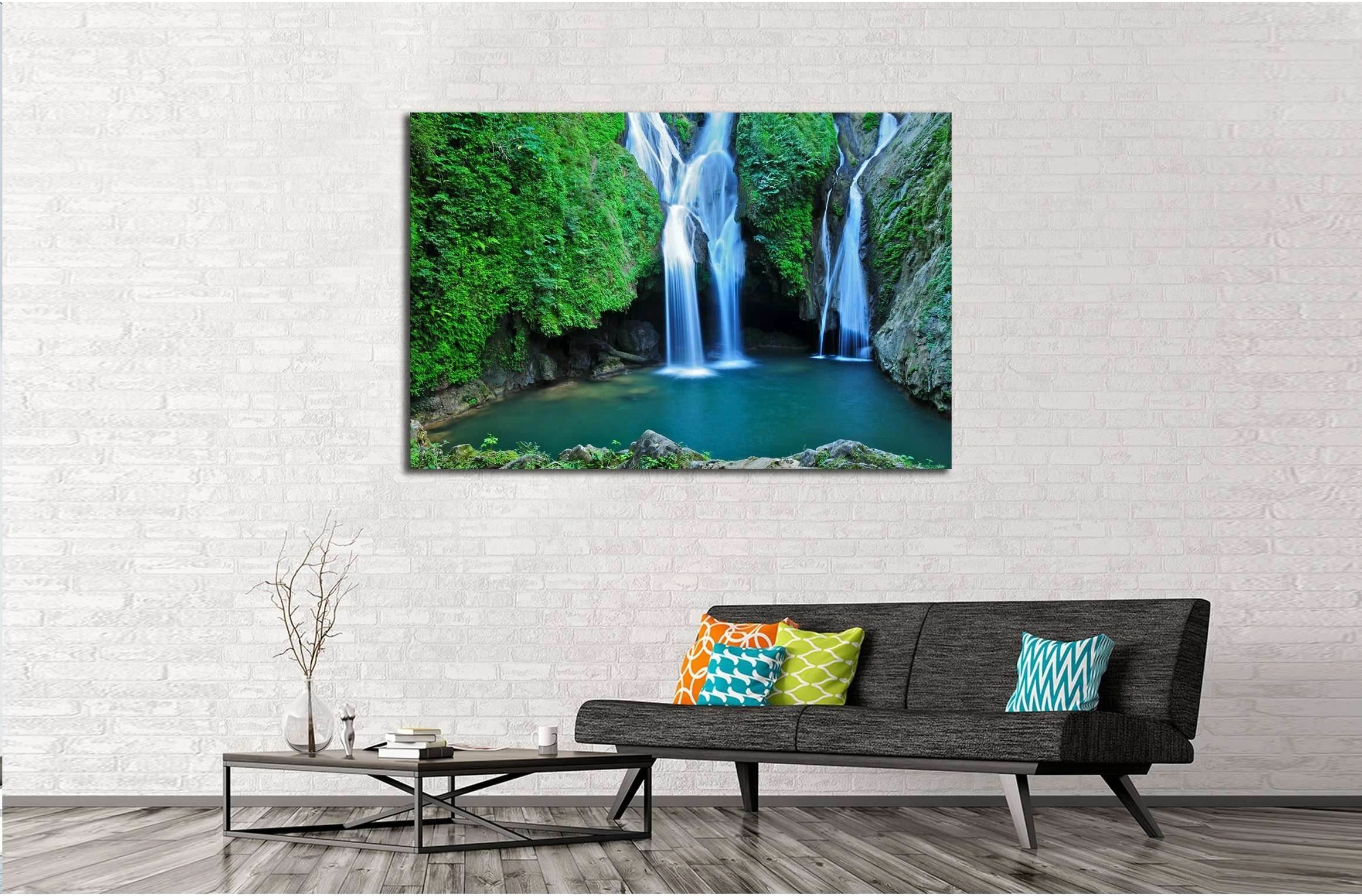 Vegas grande waterfall in Topes de Collante, Trinidad, Cuba №2686 Ready to Hang Canvas Print - Zellart Canvas Prints ALL_Products, s-2686, Waterfall