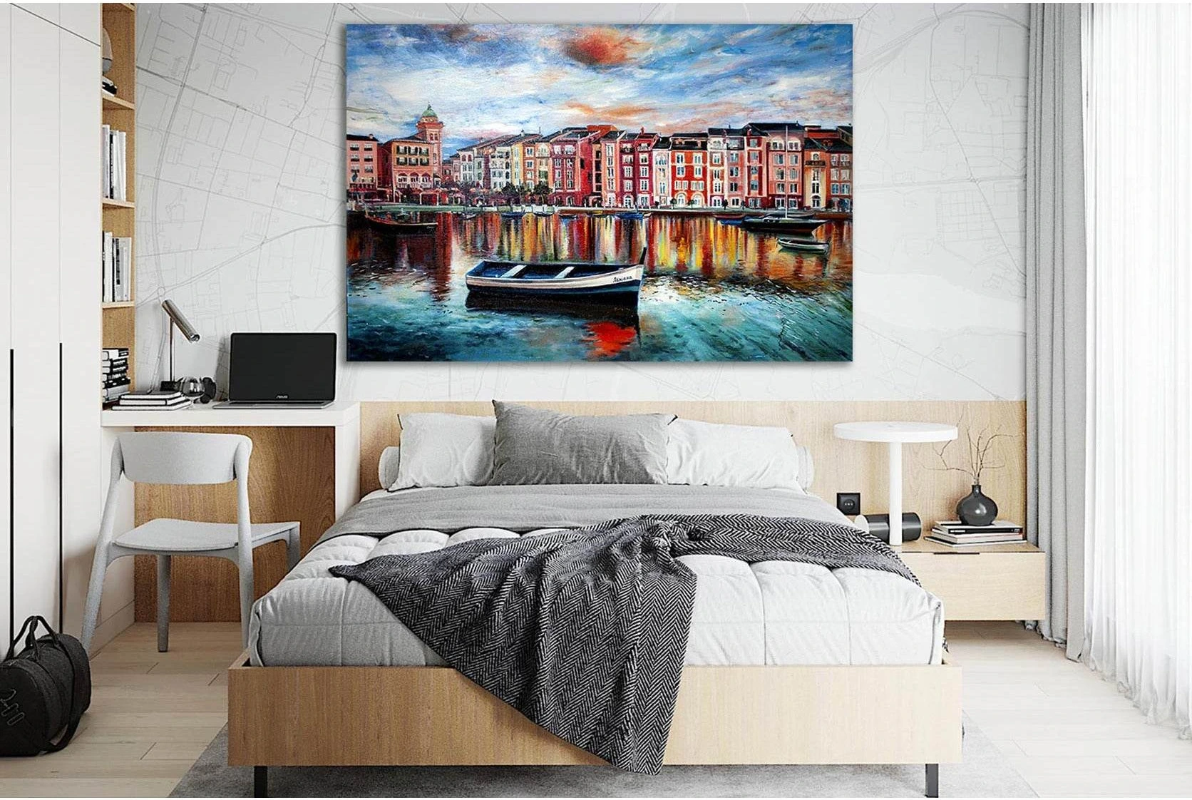 Venice The Sunset Oil Painting №SL593 Ready to Hang Canvas Print - Zellart Canvas Prints 0new, ALL_Products, Oil Painting Wall Art