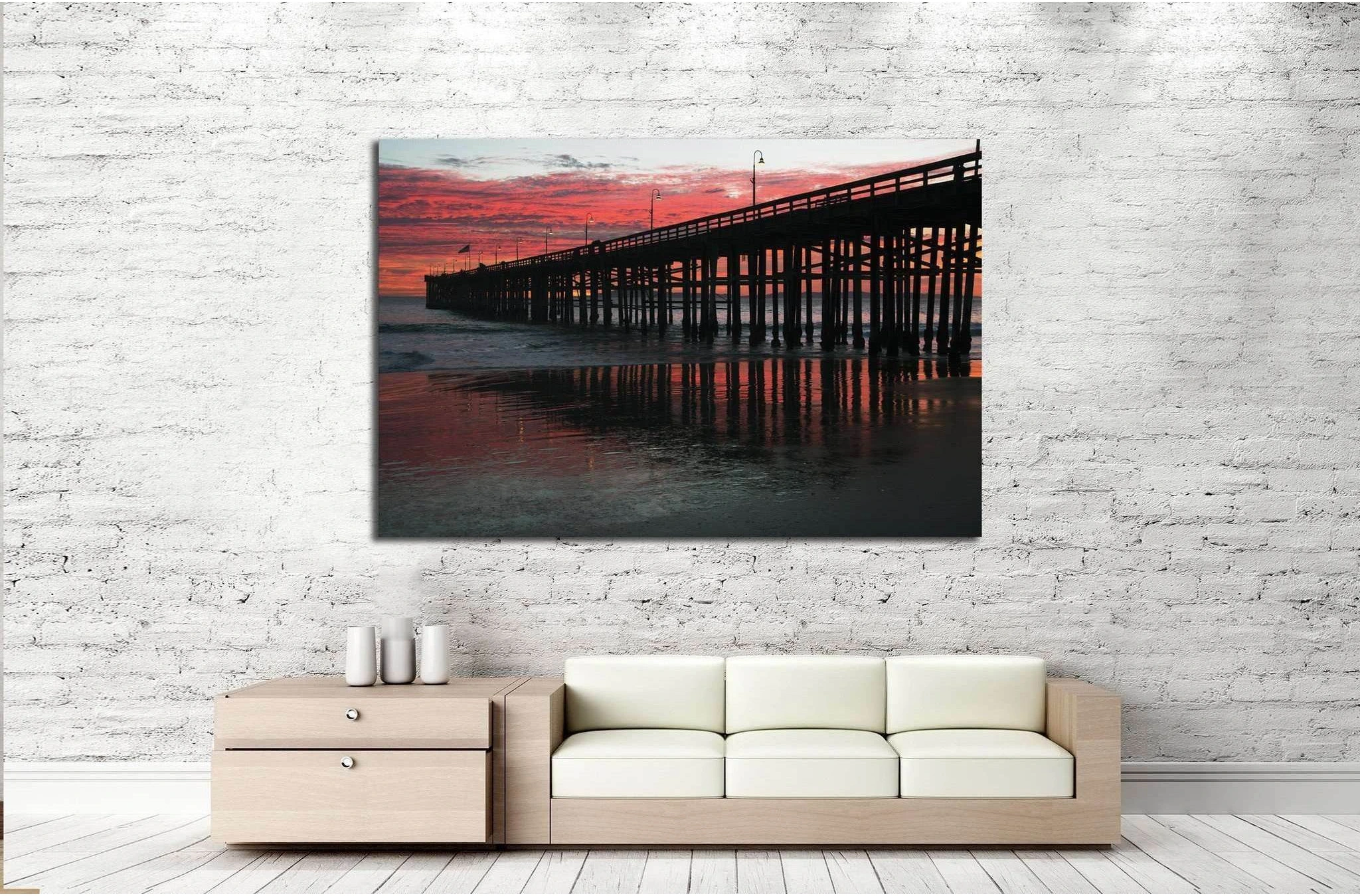 Ventura Pier at sunset, Ventura, California, USA №2052 Ready to Hang Canvas Print - Zellart Canvas Prints ALL_Products, s-2052