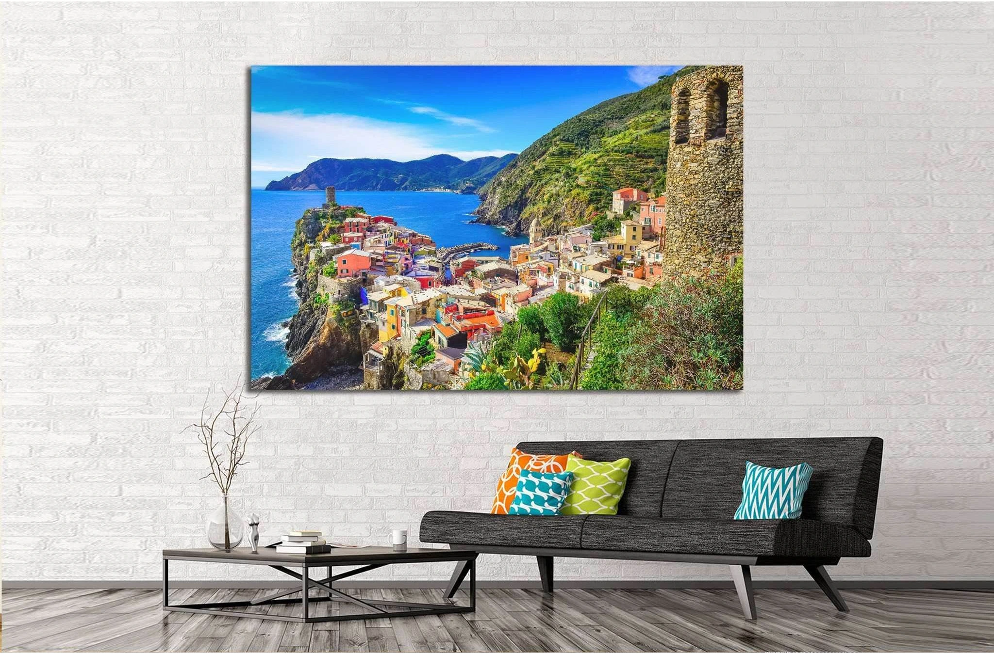 Vernazza and ocean coast in Cinque Terre, Italy №1133 Ready to Hang Canvas Print - Zellart Canvas Prints ALL_Products, s-11