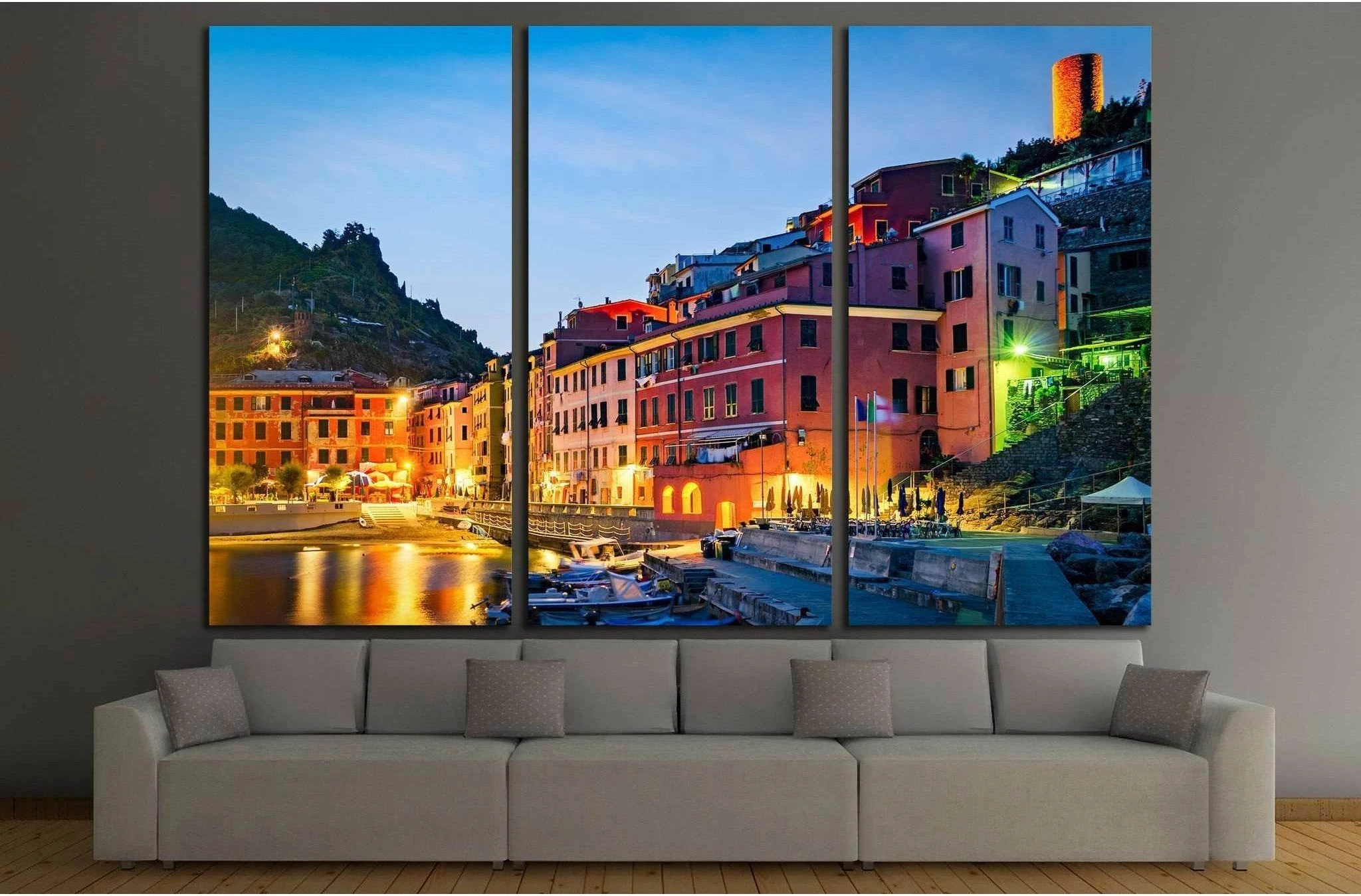 Vernazza, Cinque Terre (Italian Riviera, Liguria) at twilight №1715 Ready to Hang Canvas Print - Zellart Canvas Prints ALL_Products, s-1715