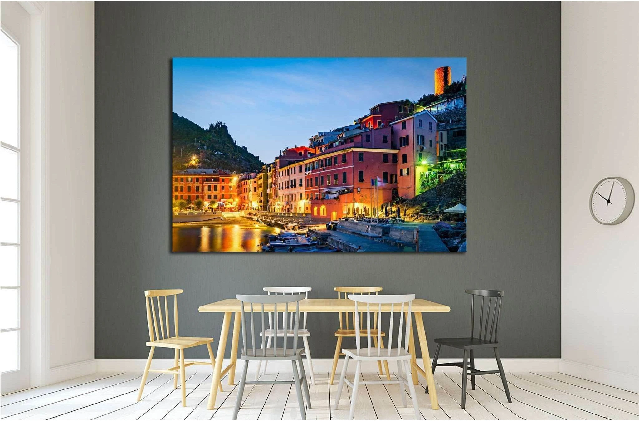 Vernazza, Cinque Terre (Italian Riviera, Liguria) at twilight №1715 Ready to Hang Canvas Print - Zellart Canvas Prints ALL_Products, s-1715