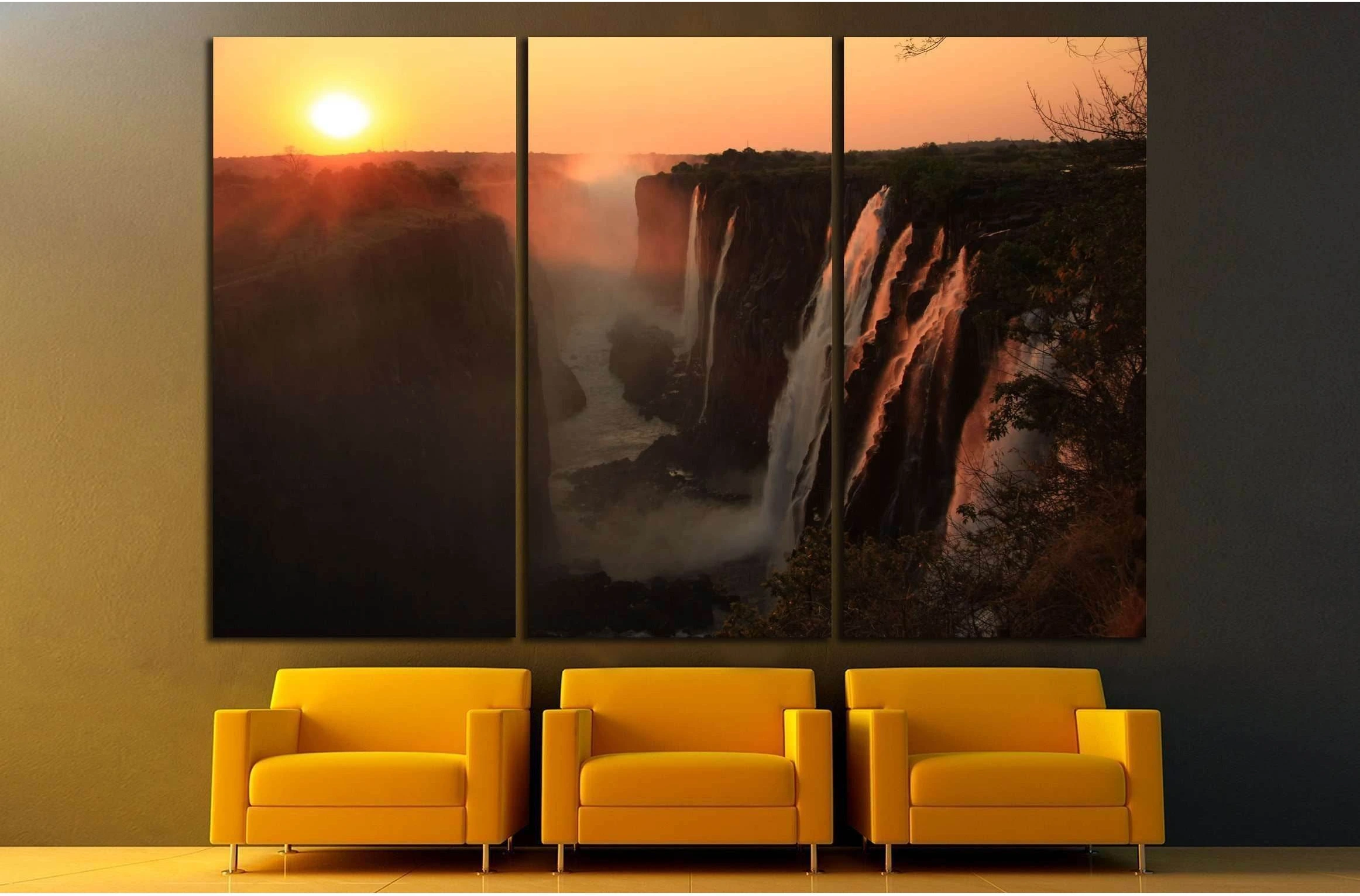 Victoria Falls Canvas Print, Eastern Cataract at Sunset Wall Art, Ready to Hang №2522 - Zellart Canvas Prints ALL_Products, s-2522