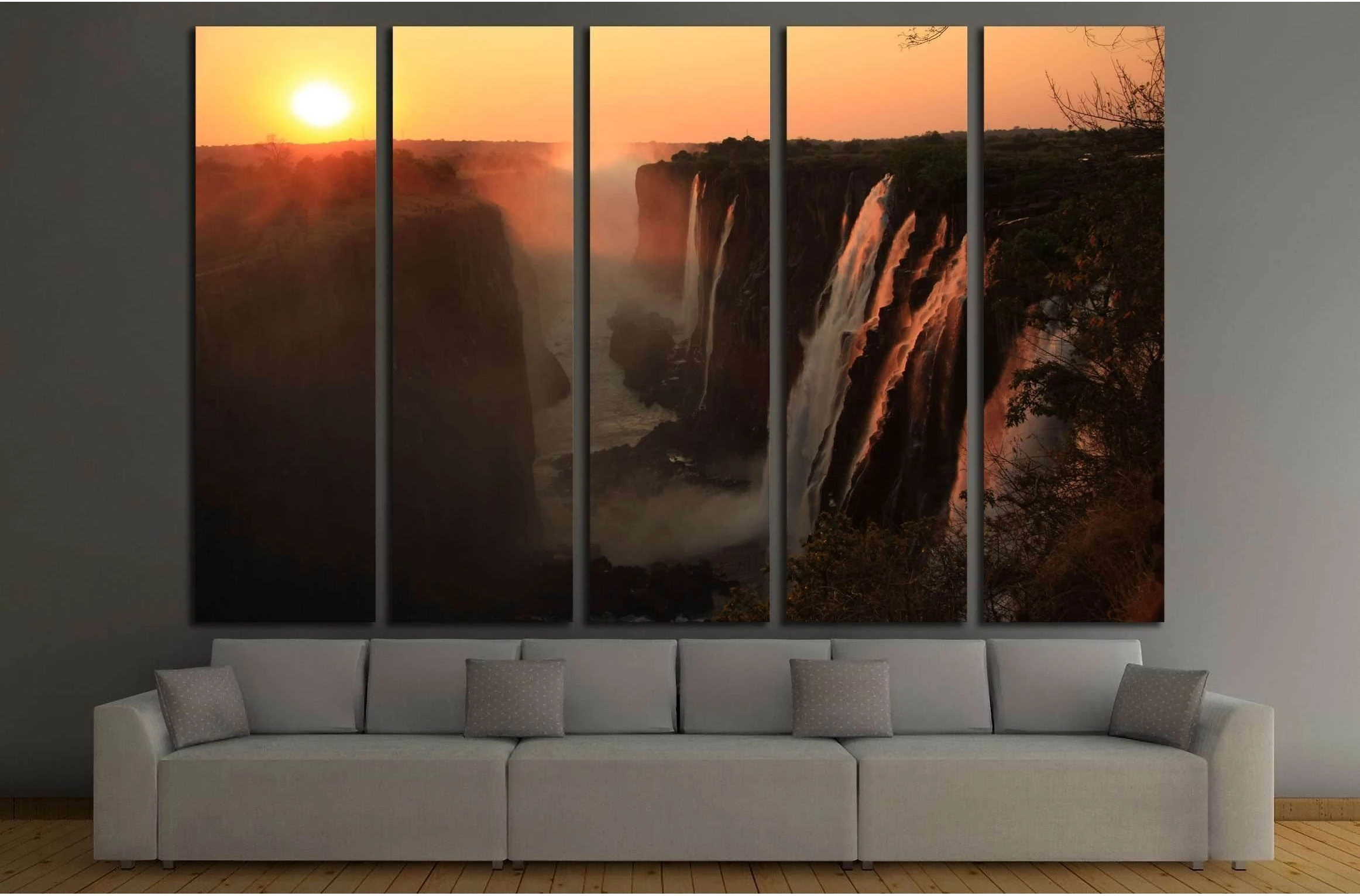 Victoria Falls Canvas Print, Eastern Cataract at Sunset Wall Art, Ready to Hang №2522 - Zellart Canvas Prints ALL_Products, s-2522