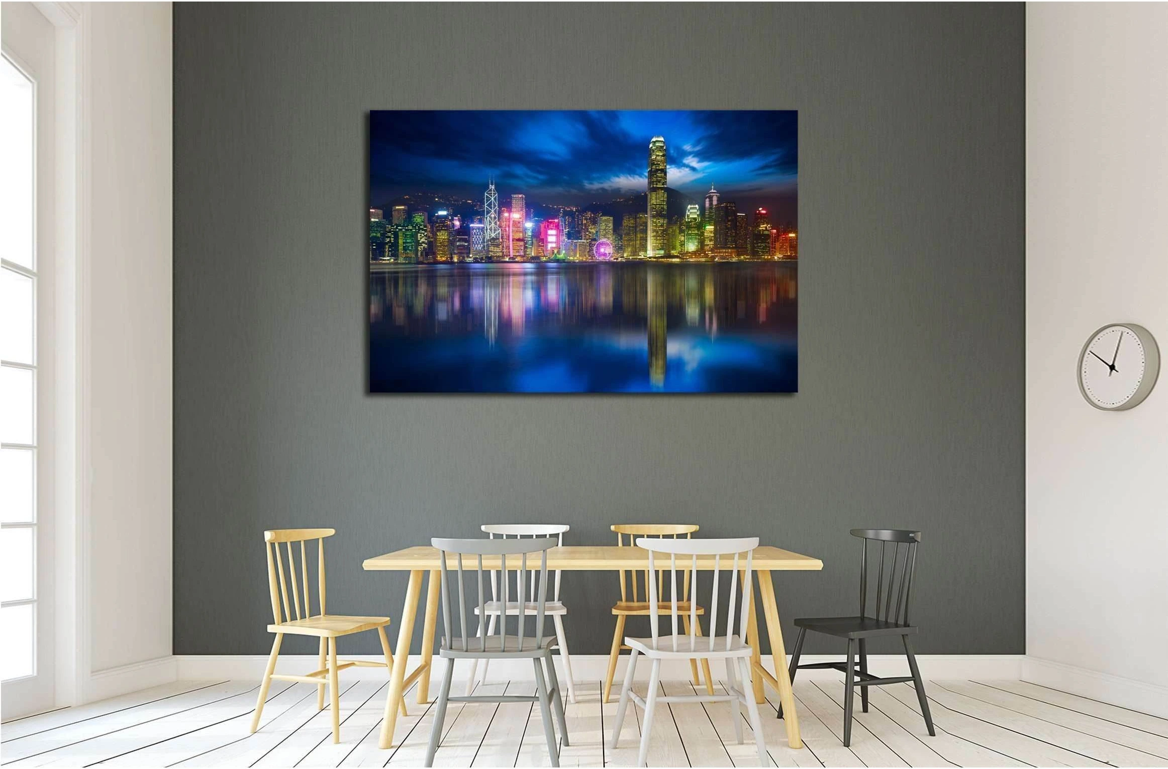 Victoria harbour skyline at night in Hong Kong №2318 Ready to Hang Canvas Print - Zellart Canvas Prints ALL_Products, s-2318