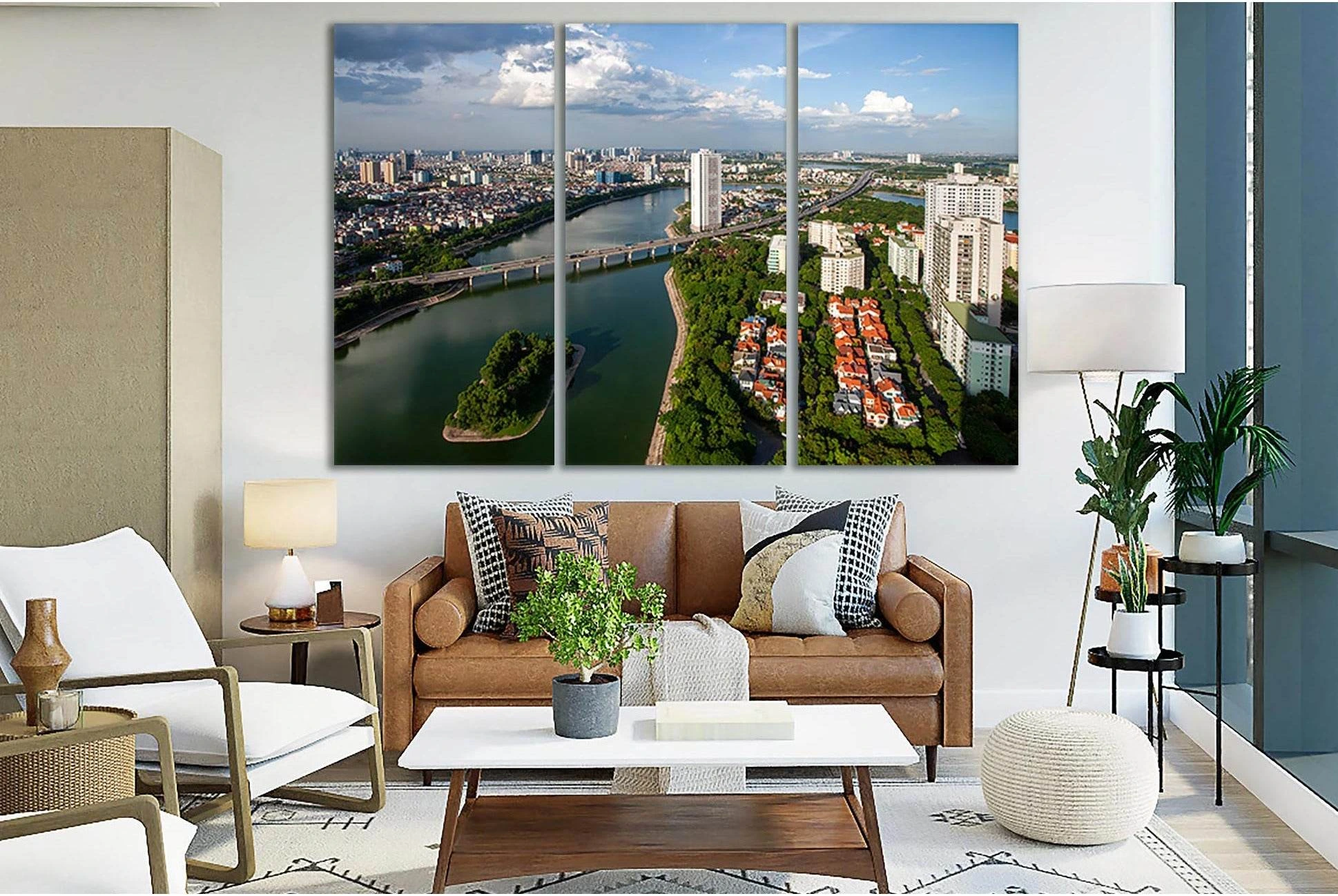 Vietnam Hanoi Skiline Hong River №SL308 Ready to Hang Canvas Print - Zellart Canvas Prints 0new, ALL_Products, Cityscapes & Skylines
