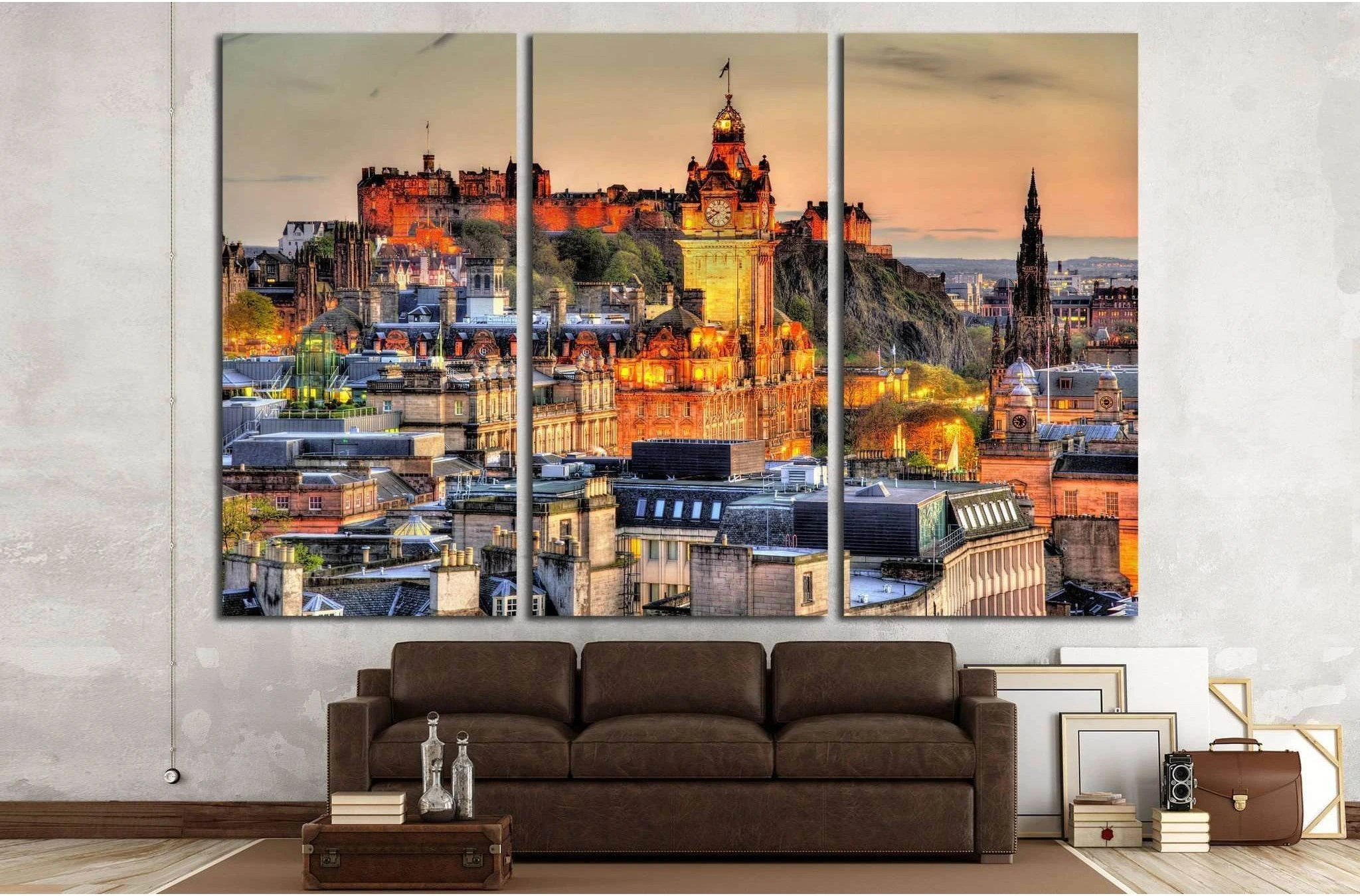 View from Calton Hill towards Edinburgh Castle - Scotland №1794 Ready to Hang Canvas Print - Zellart Canvas Prints ALL_Products, s-1794
