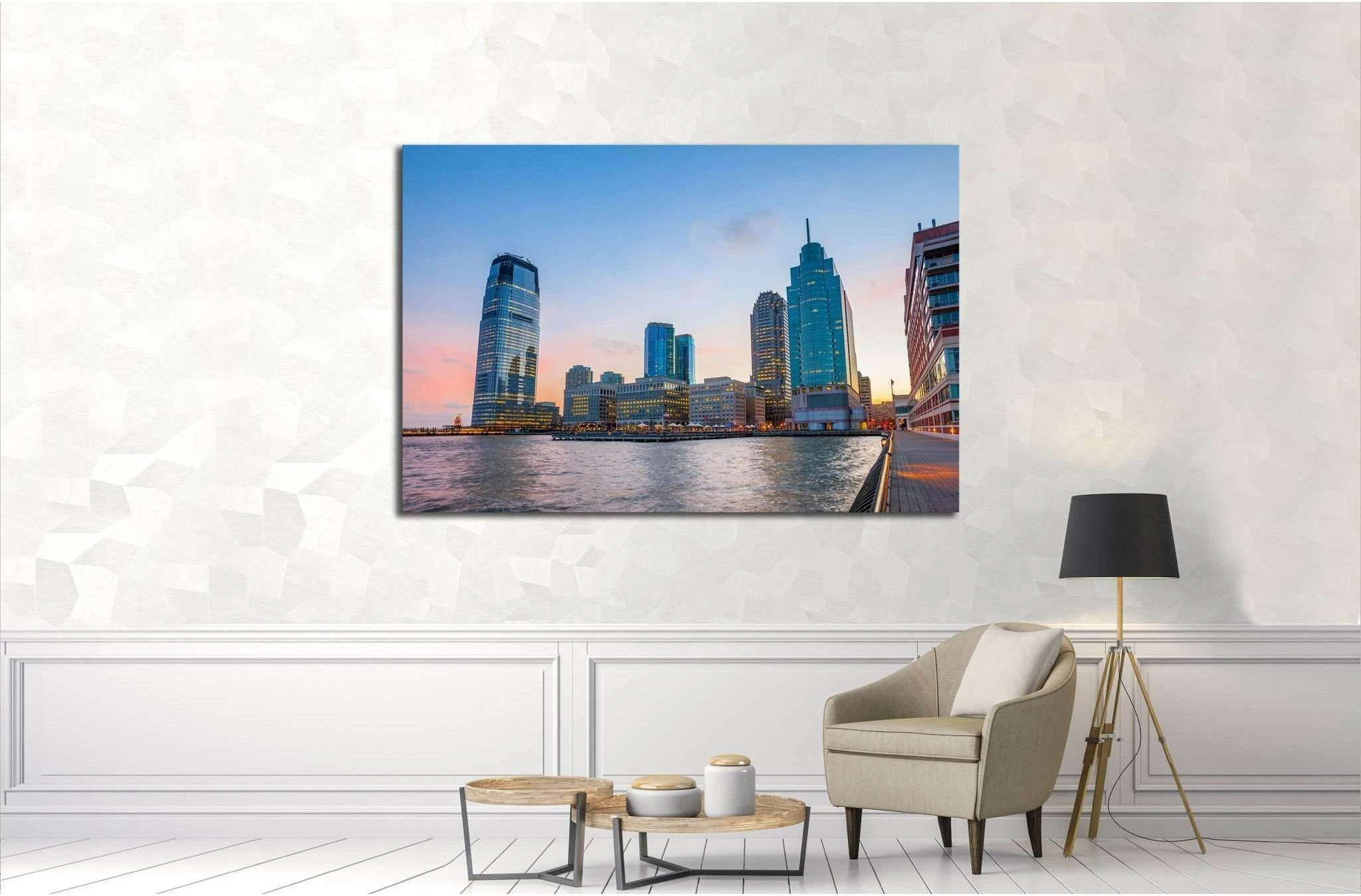 View from Hudson River Waterfront Walkway in Jersey City №1683 Ready to Hang Canvas Print - Zellart Canvas Prints ALL_Products, s-1683