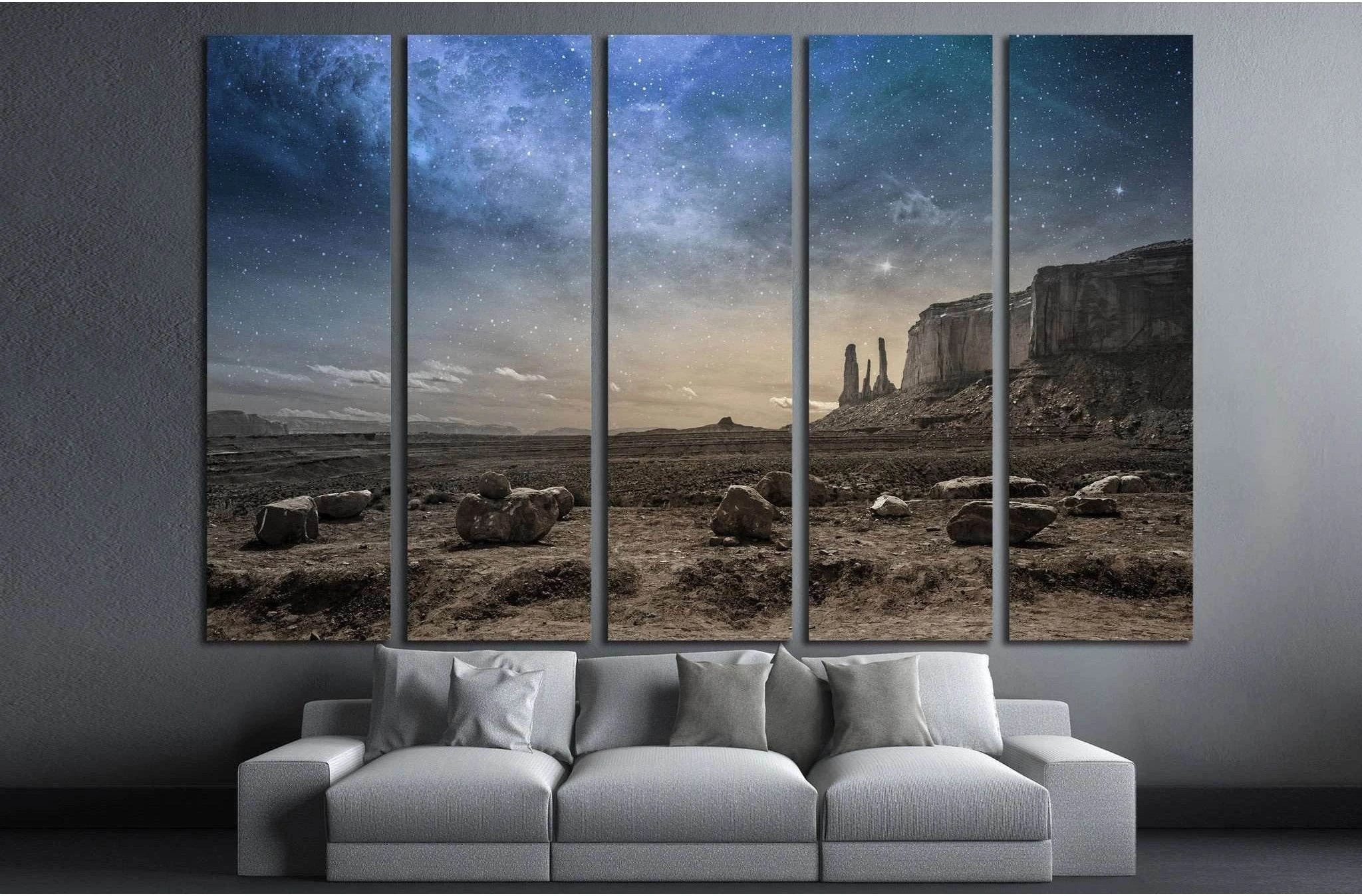 view of a rocky desert landscape at dusk №1311 Ready to Hang Canvas Print - Zellart Canvas Prints ALL_Products, s-1311