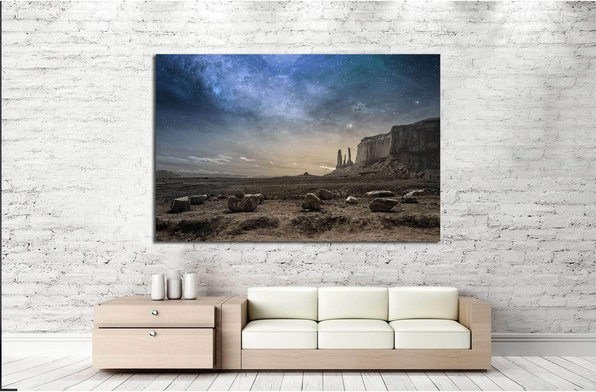 view of a rocky desert landscape at dusk №1311 Ready to Hang Canvas Print - Zellart Canvas Prints ALL_Products, s-1311