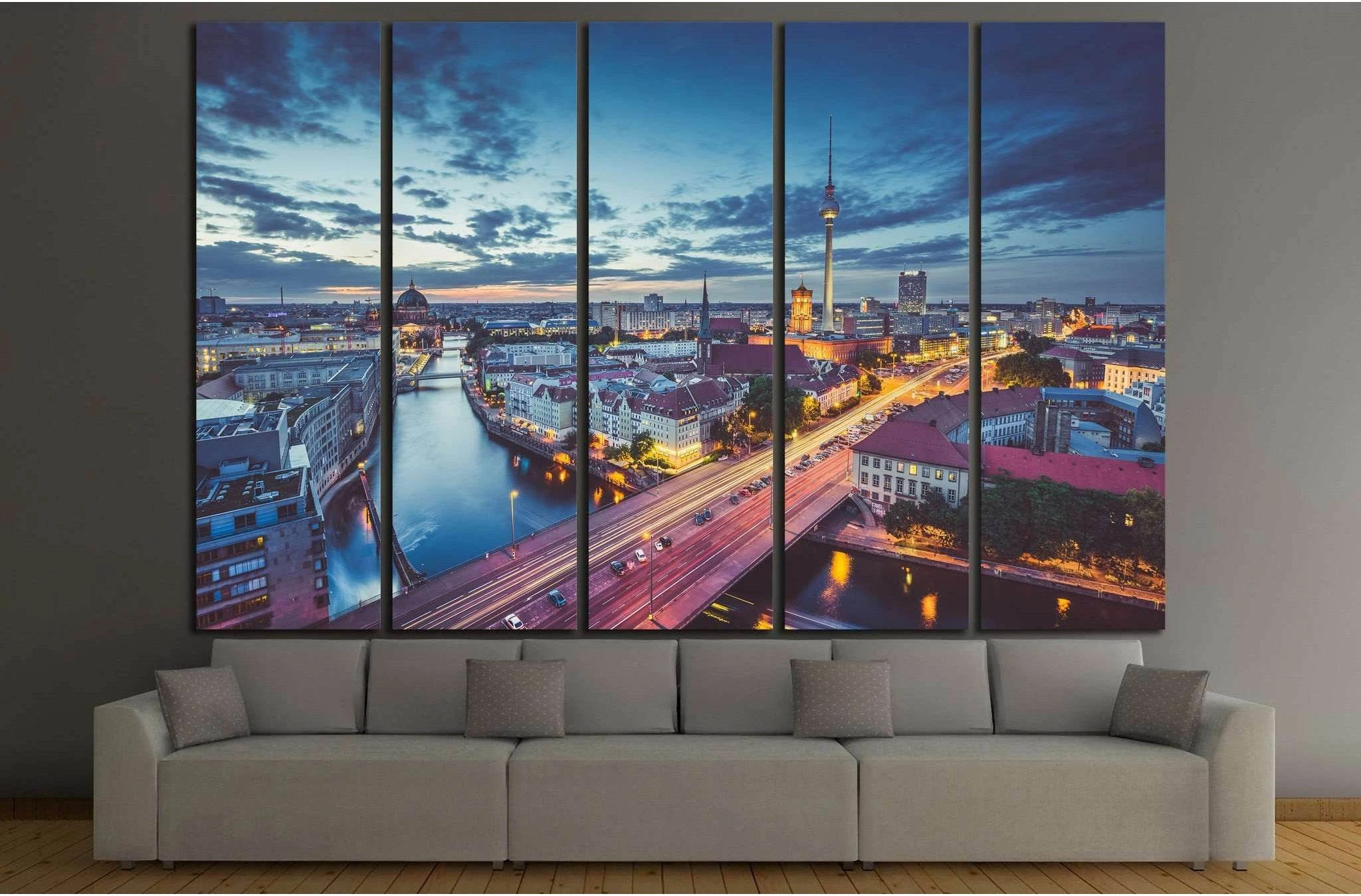 View of Berlin skyline, Germany №1186 Ready to Hang Canvas Print - Zellart Canvas Prints ALL_Products, s-1186