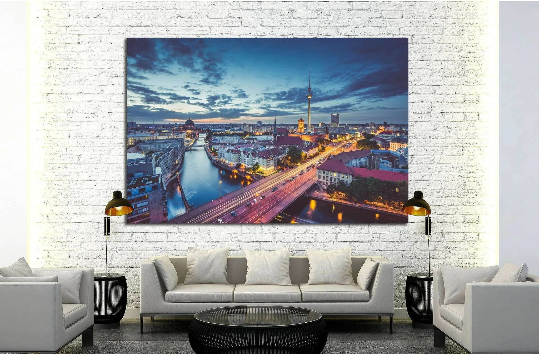 View of Berlin skyline, Germany №1186 Ready to Hang Canvas Print - Zellart Canvas Prints ALL_Products, s-1186