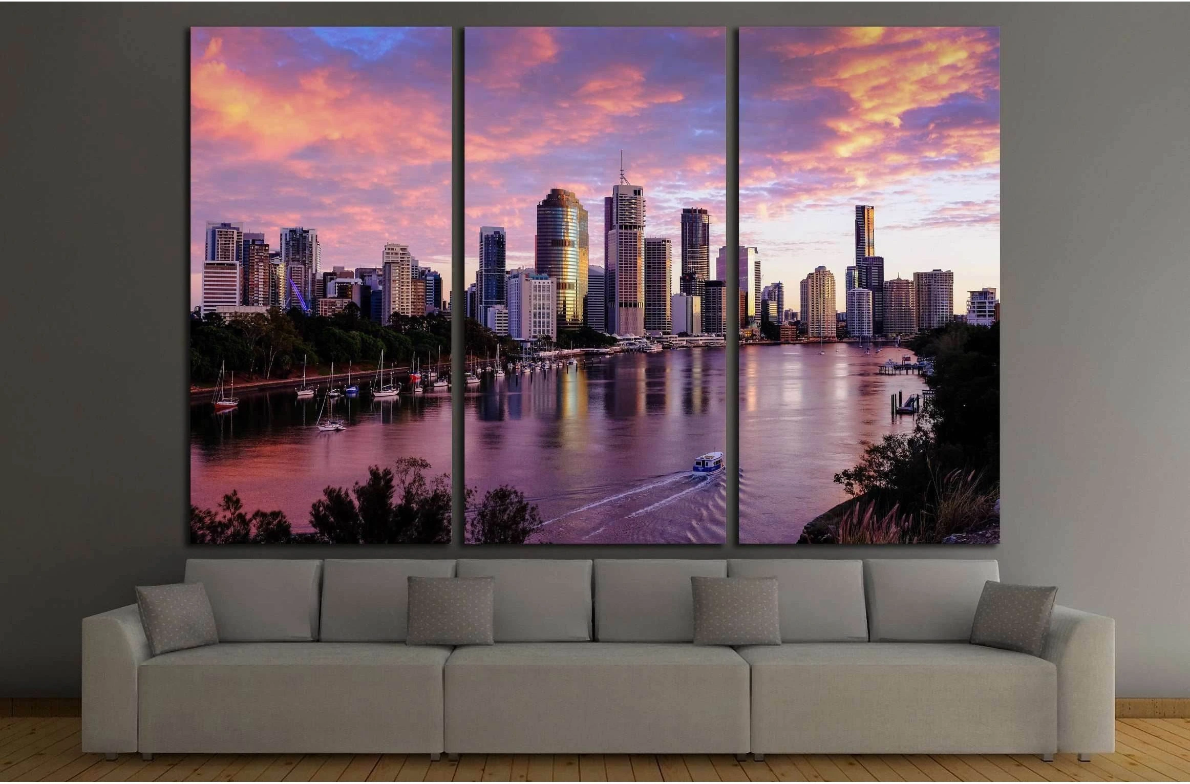 View of Brisbane City from Kangaroo Point cliffs №2329 Ready to Hang Canvas Print - Zellart Canvas Prints ALL_Products, s-2329