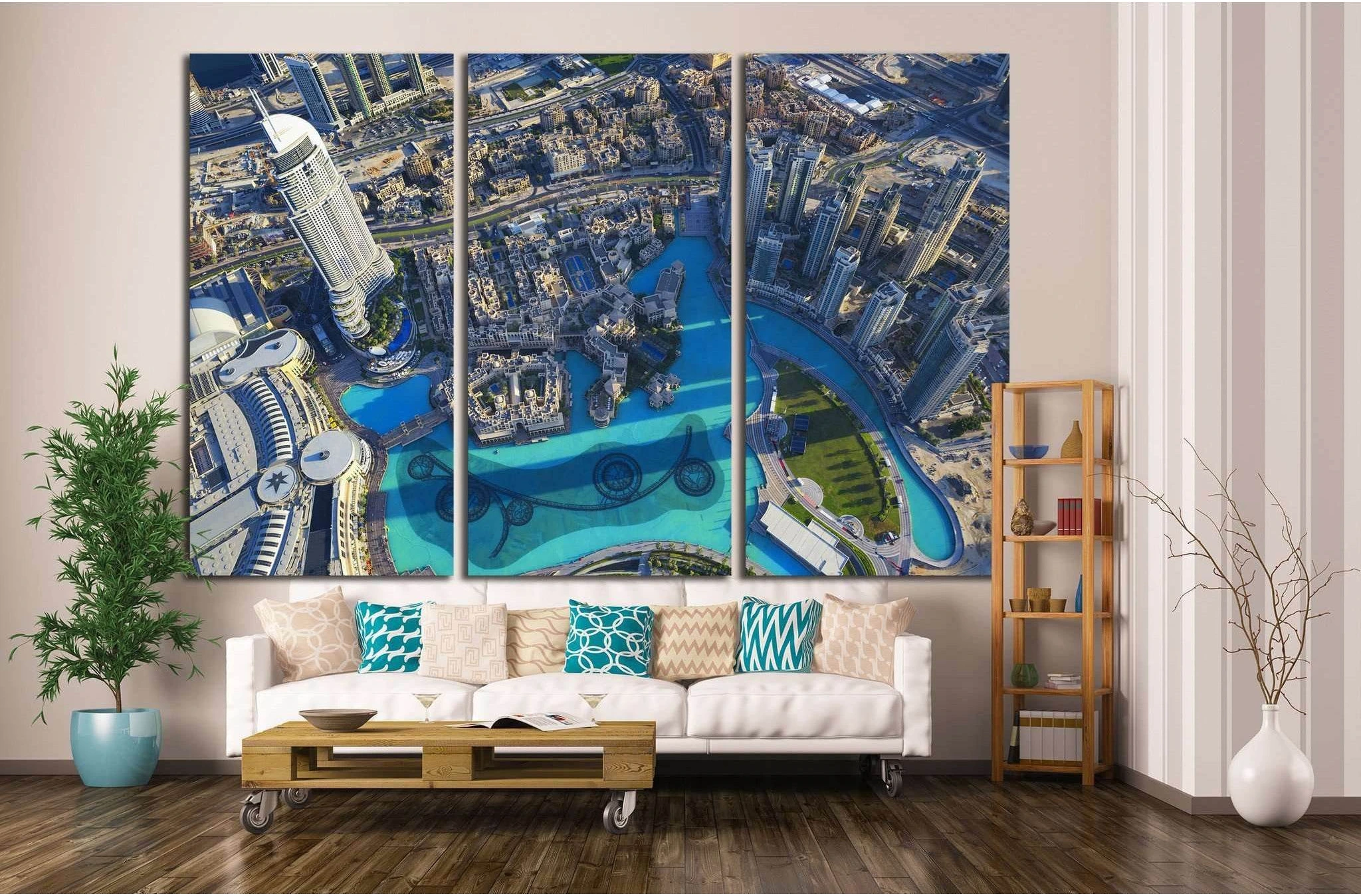 View of Dubai city from the top of a tower №1146 Ready to Hang Canvas Print - Zellart Canvas Prints ALL_Products, s-1146