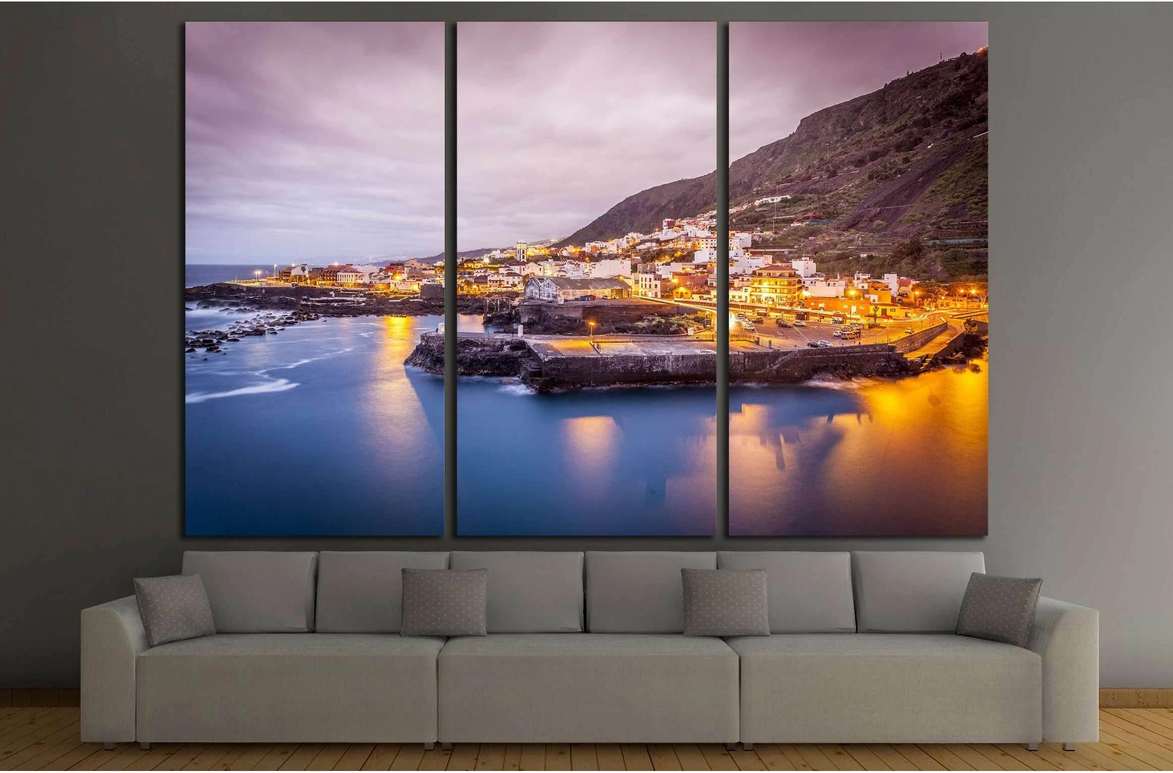 view of Garachico in the evening in Tenerife island - Canary Spain №2638 Ready to Hang Canvas Print - Zellart Canvas Prints ALL_Products, s-2638