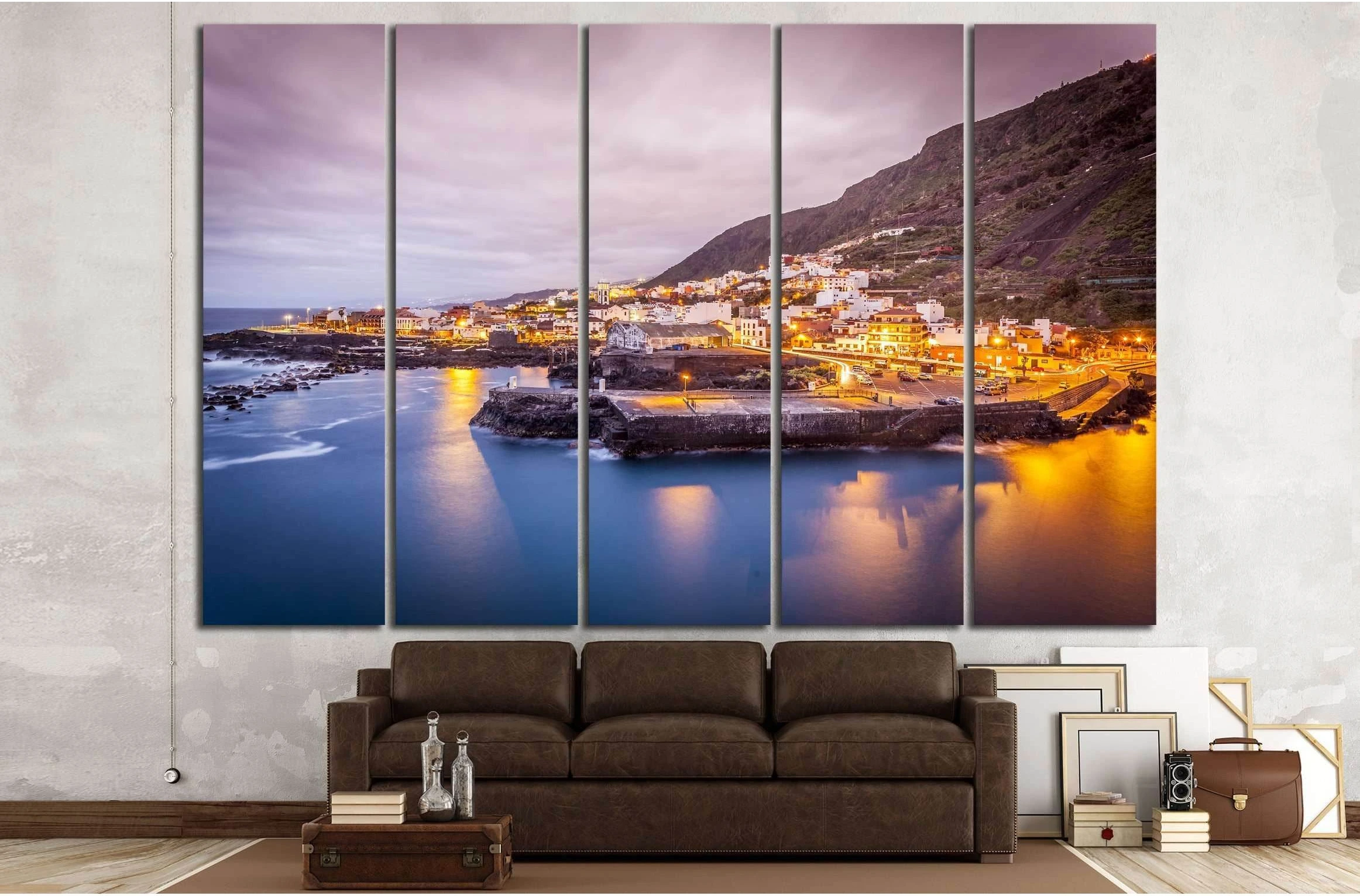 view of Garachico in the evening in Tenerife island - Canary Spain №2638 Ready to Hang Canvas Print - Zellart Canvas Prints ALL_Products, s-2638
