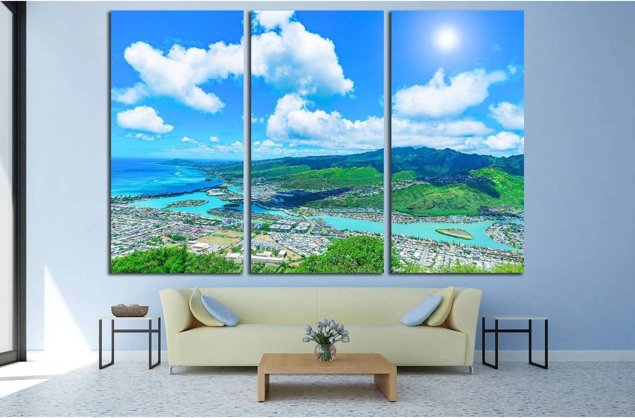 View of Hawaii Kai, City & County of Honolulu, Koko Head near Honolulu - Hawaii №1910 Ready to Hang Canvas Print - Zellart Canvas Prints ALL_Products, s-1910
