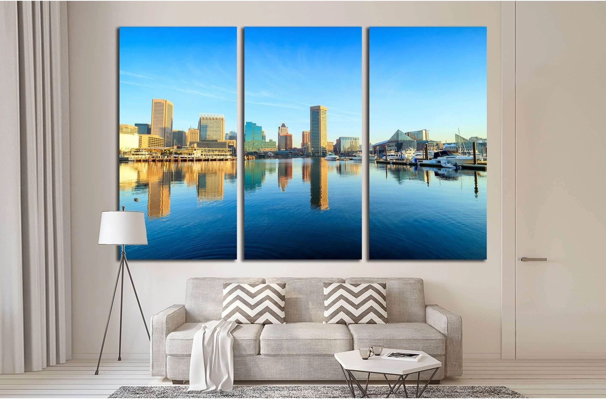 View of Inner Harbor area in downtown Baltimore Maryland USA №2186 Ready to Hang Canvas Print - Zellart Canvas Prints ALL_Products, s-2186
