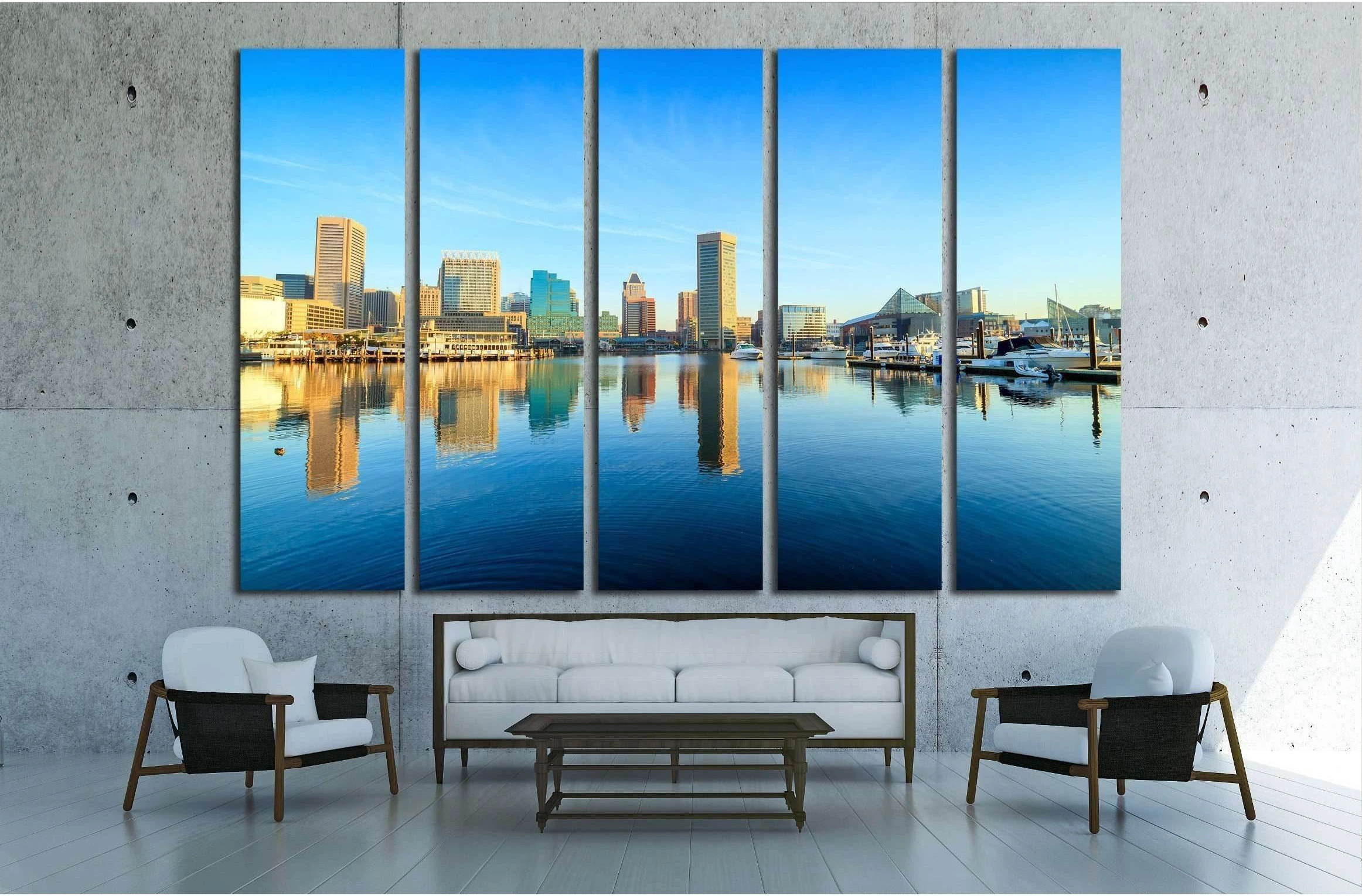View of Inner Harbor area in downtown Baltimore Maryland USA №2186 Ready to Hang Canvas Print - Zellart Canvas Prints ALL_Products, s-2186