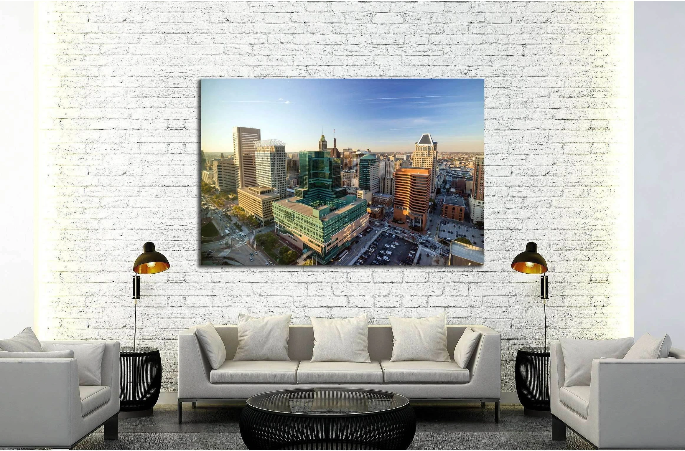 View of Inner Harbor area in downtown Baltimore Maryland USA №2191 Ready to Hang Canvas Print - Zellart Canvas Prints ALL_Products, s-2191