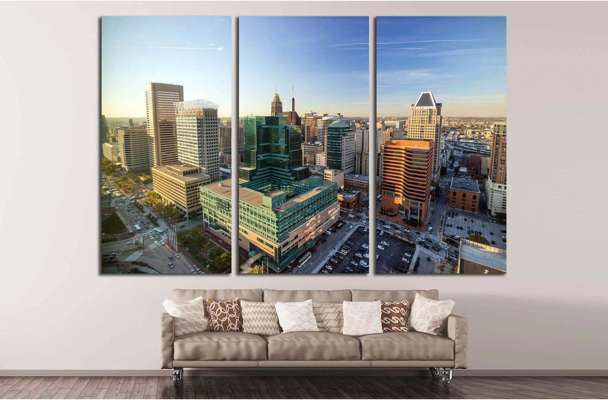 View of Inner Harbor area in downtown Baltimore Maryland USA №2191 Ready to Hang Canvas Print - Zellart Canvas Prints ALL_Products, s-2191