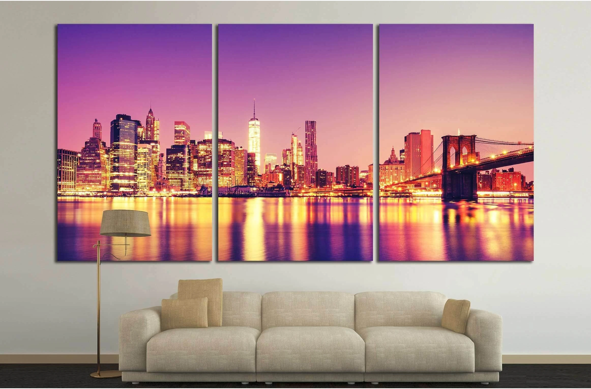View of Manhattan at sunset, New York City №2709 Ready to Hang Canvas Print - Zellart Canvas Prints 0_NY_ART, ALL_Products, s-2709