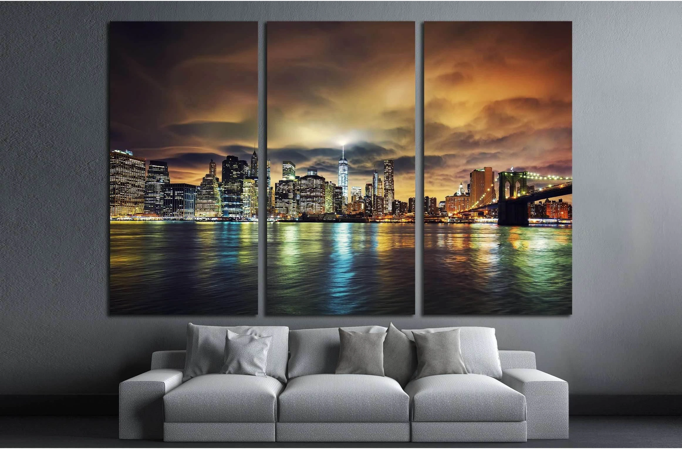 View of Manhattan at sunset, New York City №2993 Ready to Hang Canvas Print - Zellart Canvas Prints 0_NY_ART, ALL_Products, s-2993