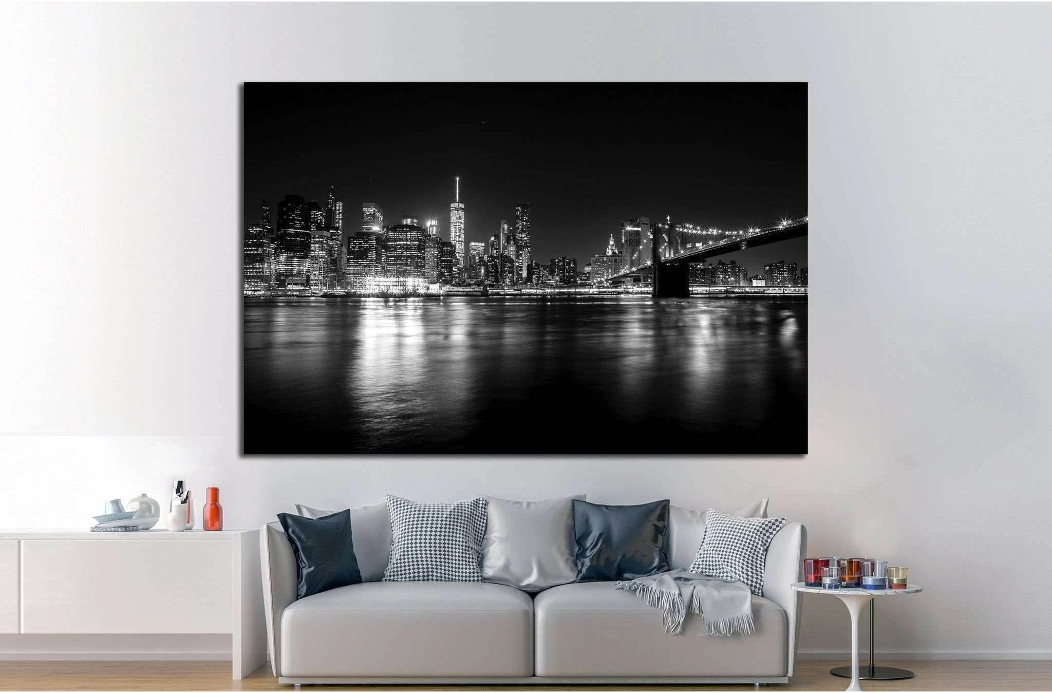 View of Manhattan from Brooklyn №1366 Ready to Hang Canvas Print - Zellart Canvas Prints 0_NY_ART, ALL_Products, s-1366