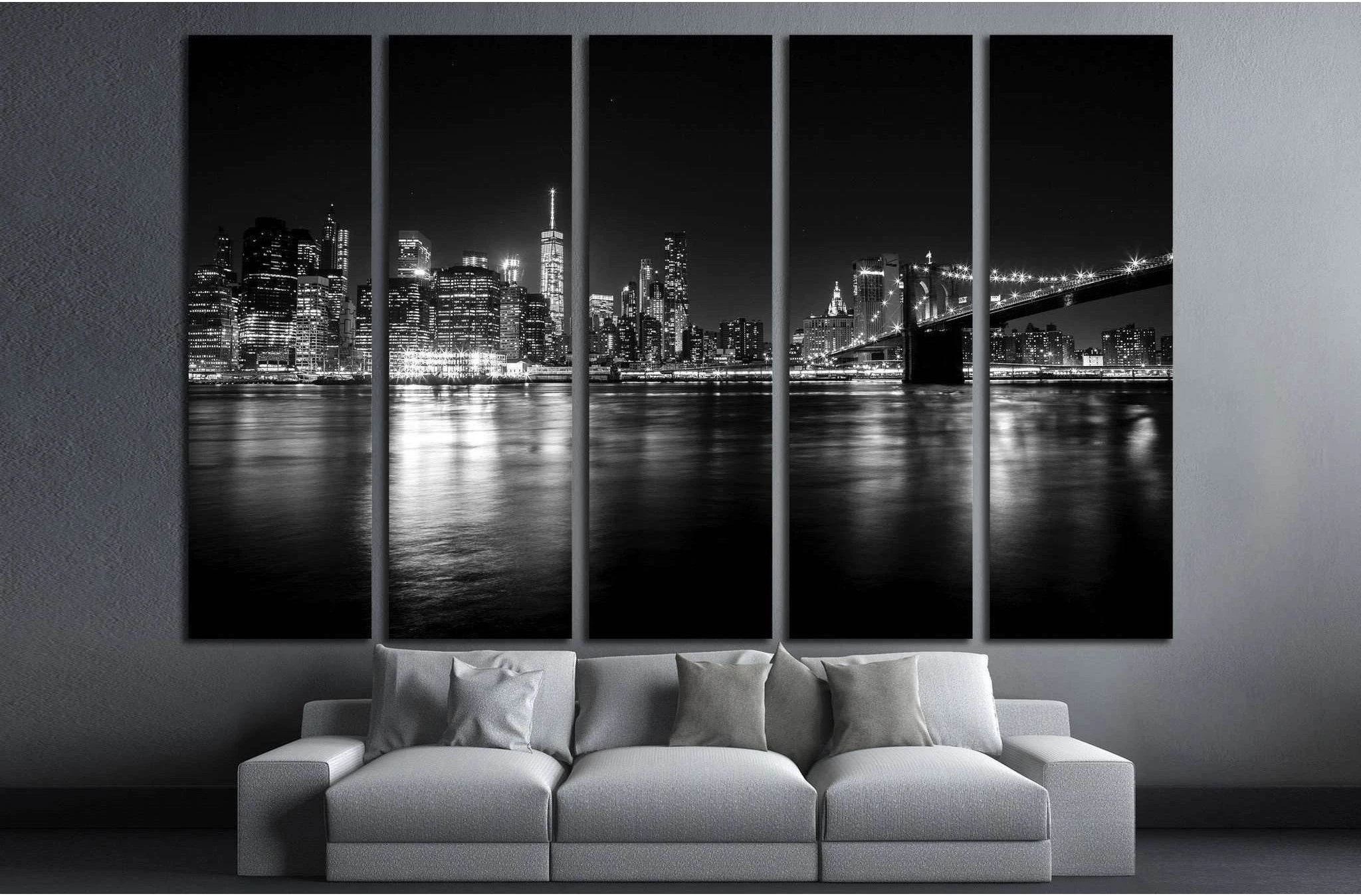 View of Manhattan from Brooklyn №1366 Ready to Hang Canvas Print - Zellart Canvas Prints 0_NY_ART, ALL_Products, s-1366
