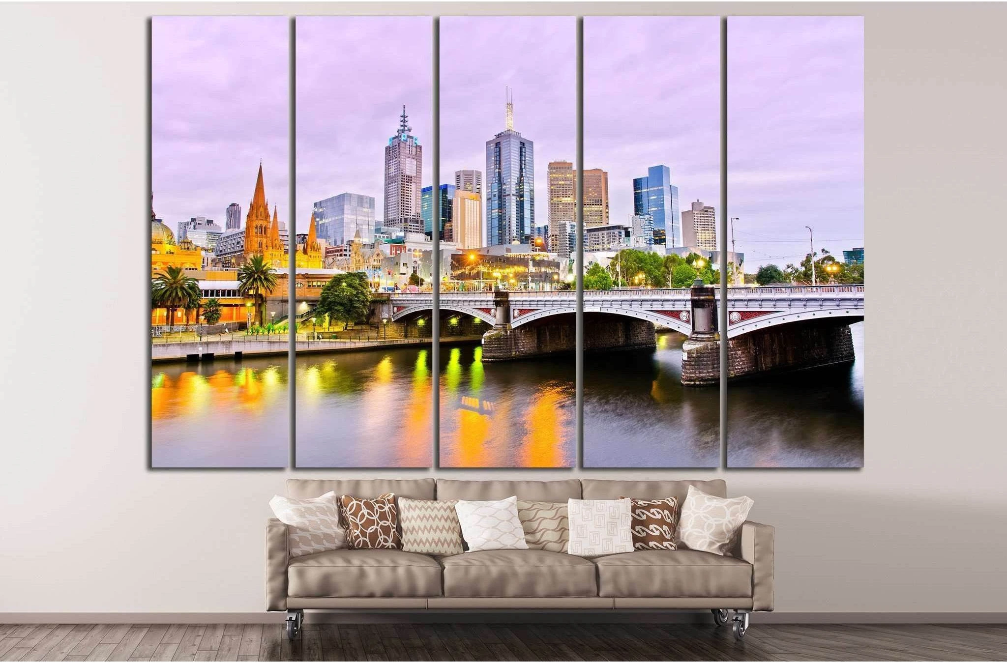 View of Melbourne №804 Ready to Hang Canvas Print - Zellart Canvas Prints ALL_Products, s-804