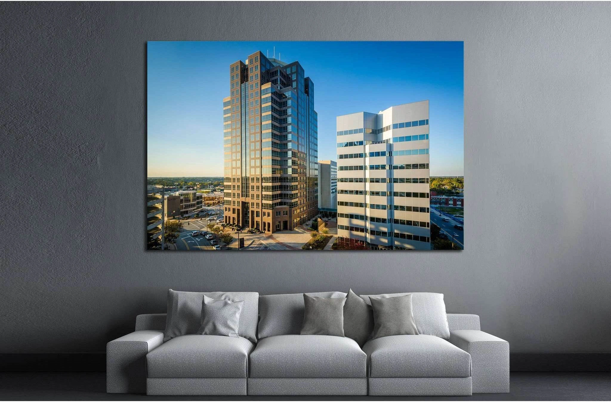 View of modern buildings in downtown Greensboro, North Carolina №1747 Ready to Hang Canvas Print - Zellart Canvas Prints ALL_Products, s-1747