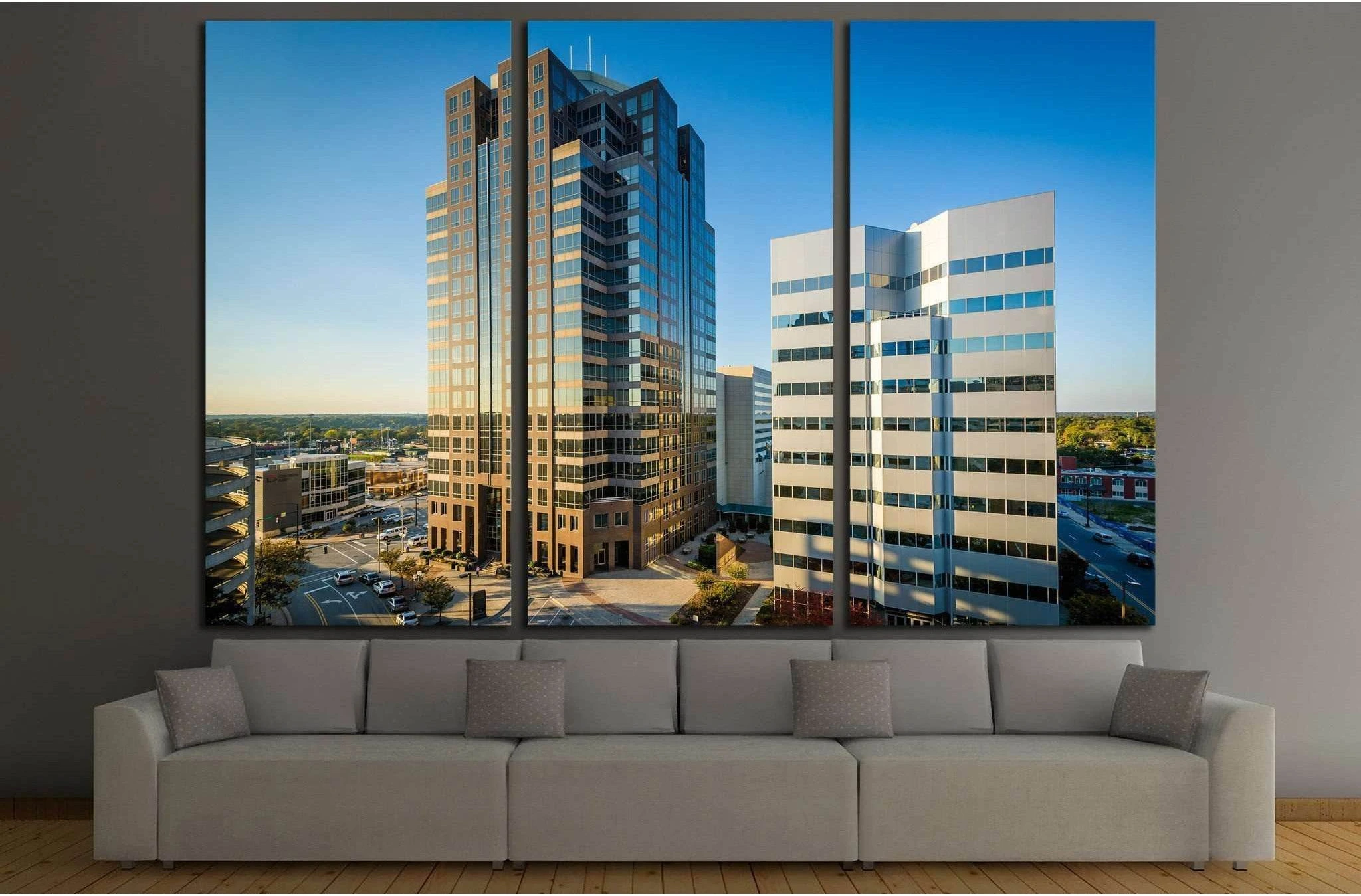 View of modern buildings in downtown Greensboro, North Carolina №1747 Ready to Hang Canvas Print - Zellart Canvas Prints ALL_Products, s-1747