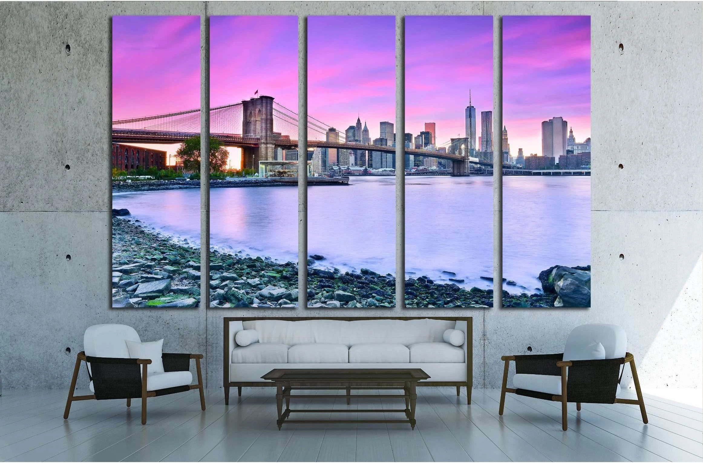 View of New York City at dusk №2987 Ready to Hang Canvas Print - Zellart Canvas Prints 0_NY_ART, ALL_Products, s-2987