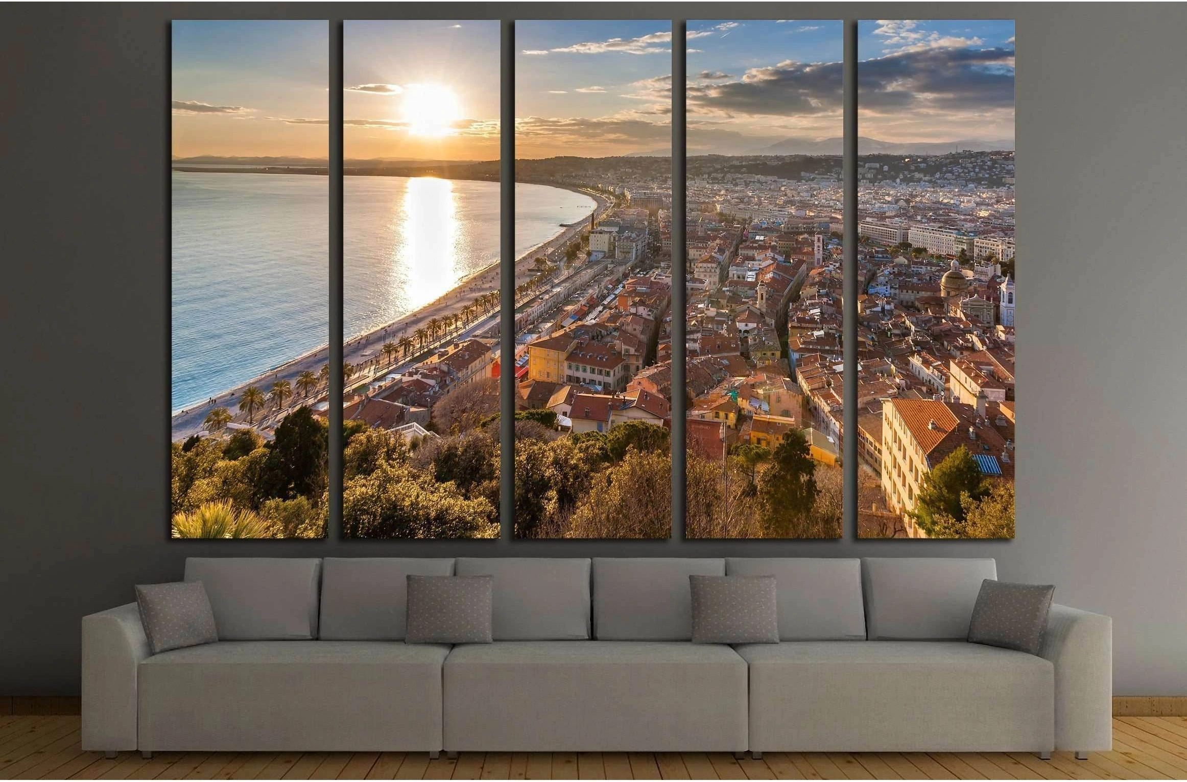 View of Nice city - Cote d'Azur - France №2259 Ready to Hang Canvas Print - Zellart Canvas Prints ALL_Products, s-2259