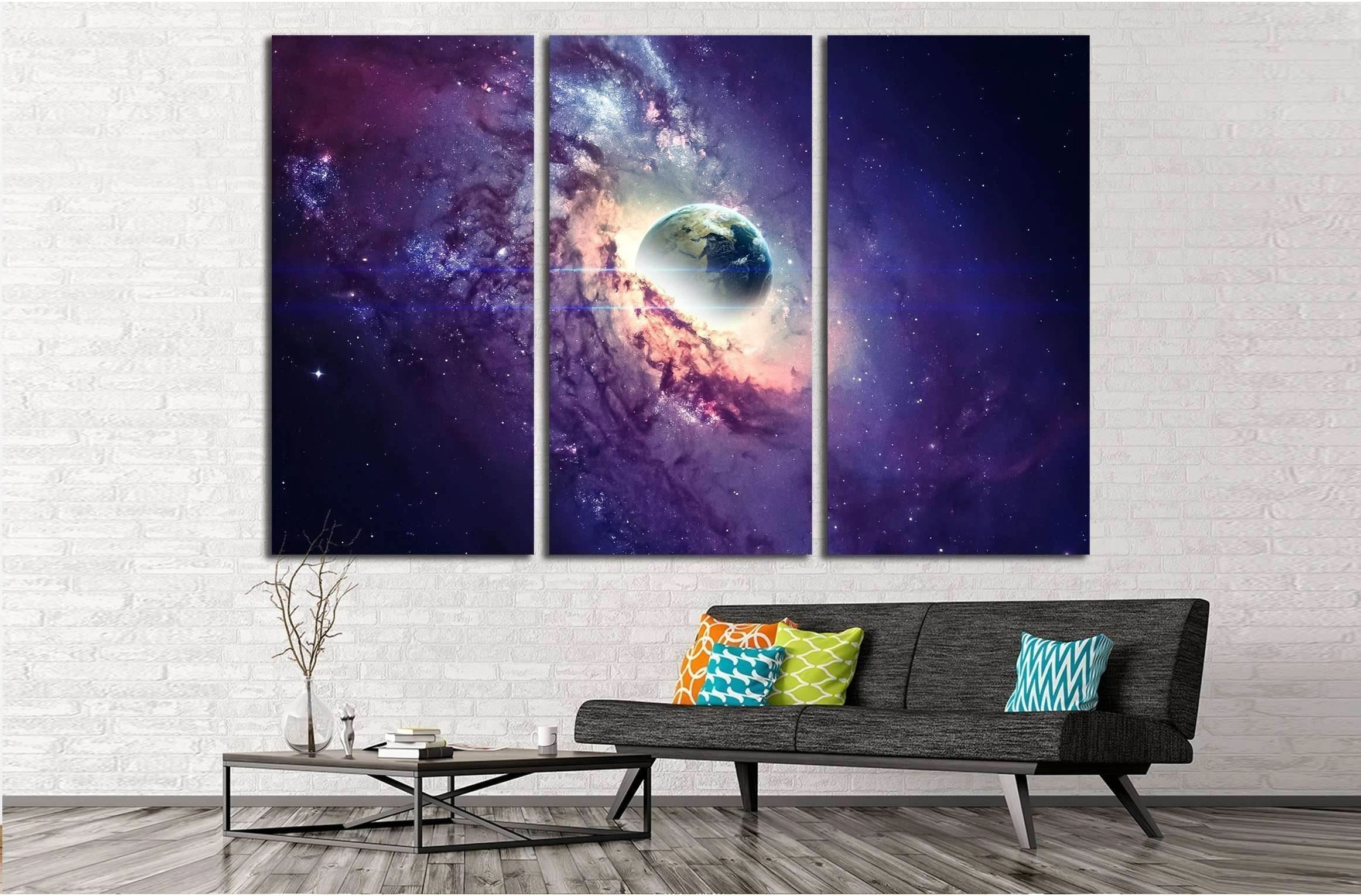 View of Pluto from Charon. Elements of this image furnished by NASA №2436 Ready to Hang Canvas Print - Zellart Canvas Prints ALL_Products, s-2436