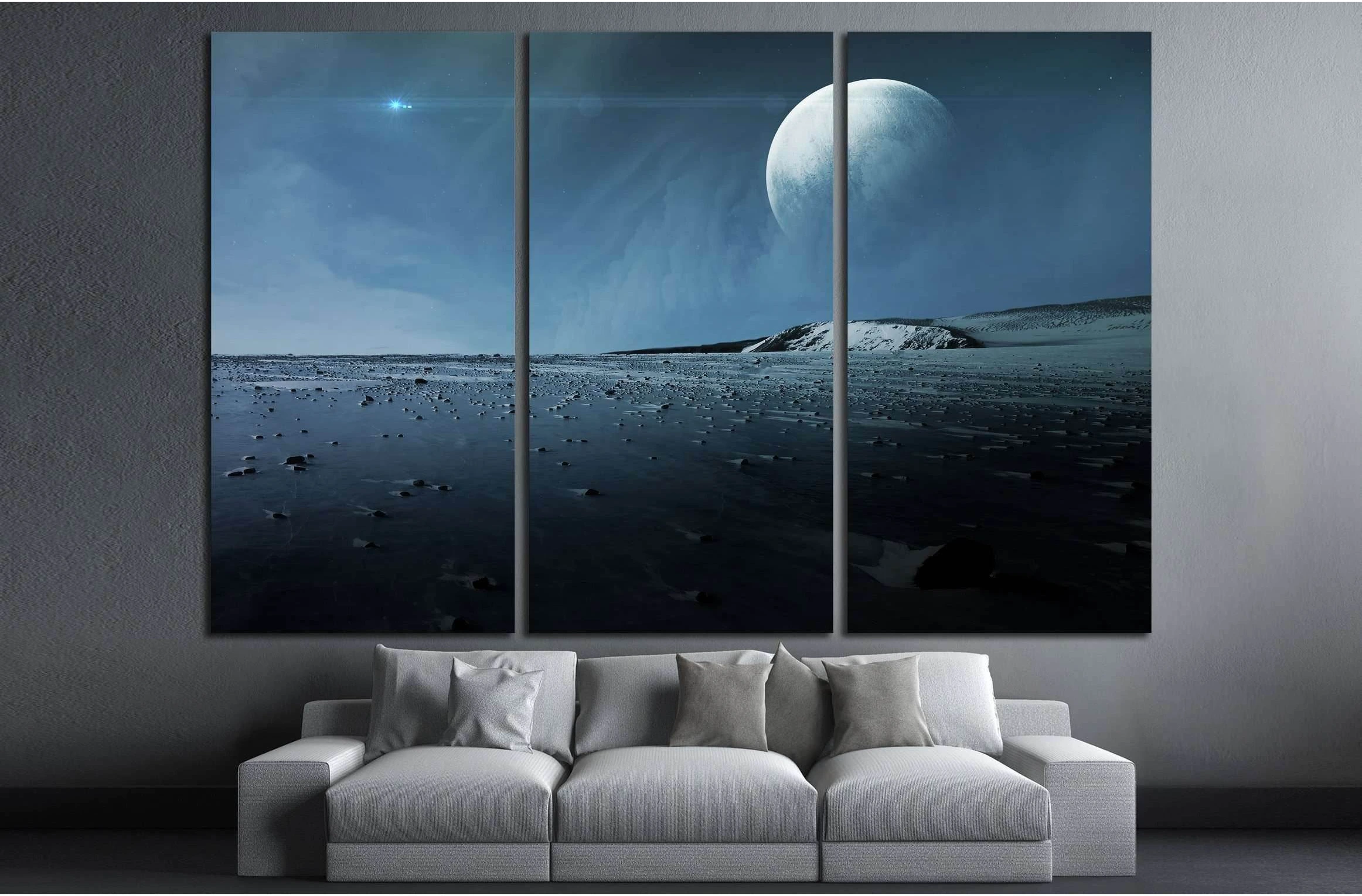 View of Pluto from Charon. Elements of this image furnished by NASA №2435 Ready to Hang Canvas Print - Zellart Canvas Prints ALL_Products, s-2435