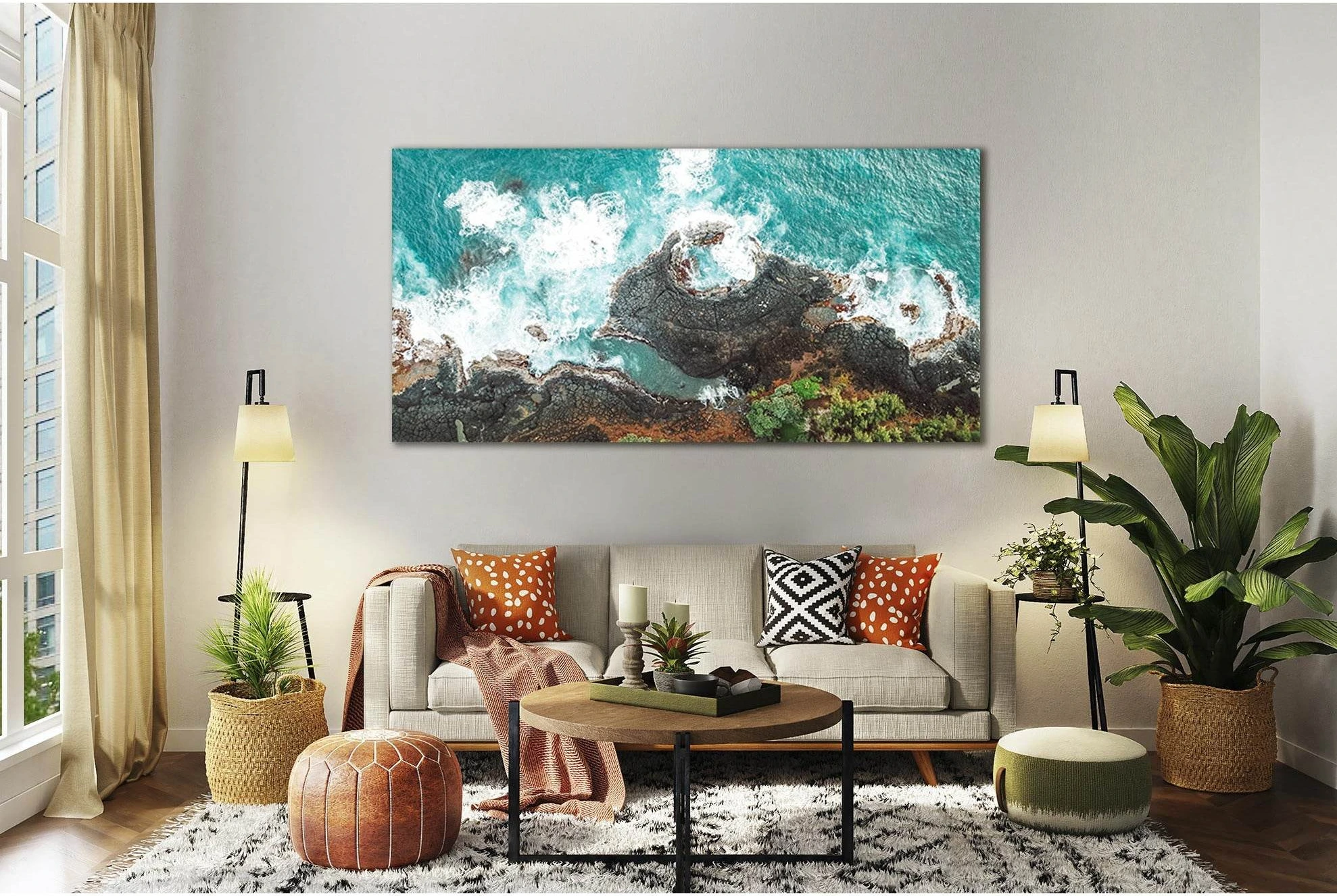 View Of Rocky Seashore №SL78 Ready to Hang Canvas Print - Zellart Canvas Prints 0new, ALL_Products, Beach Ocean & Waves