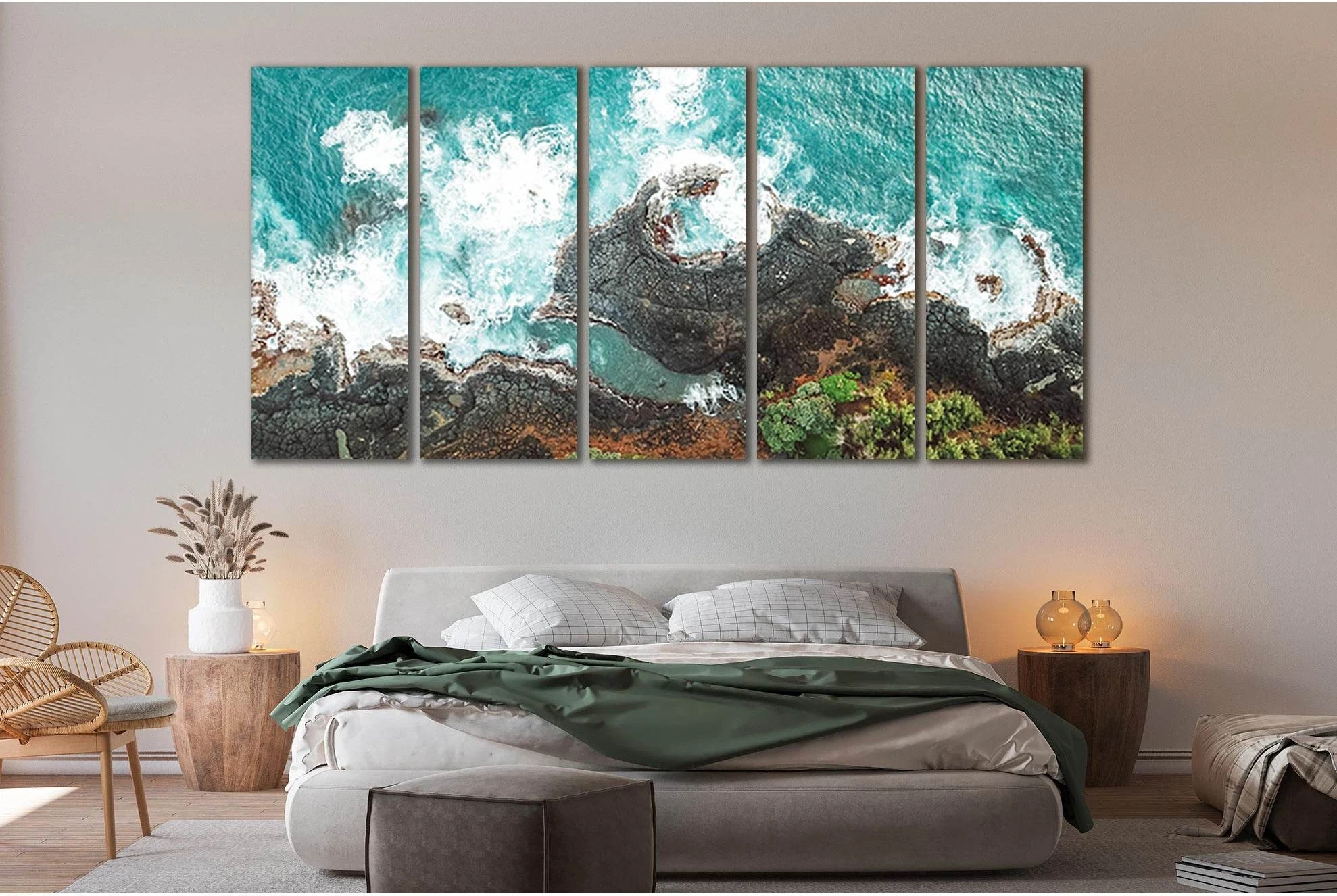 View Of Rocky Seashore №SL78 Ready to Hang Canvas Print - Zellart Canvas Prints 0new, ALL_Products, Beach Ocean & Waves