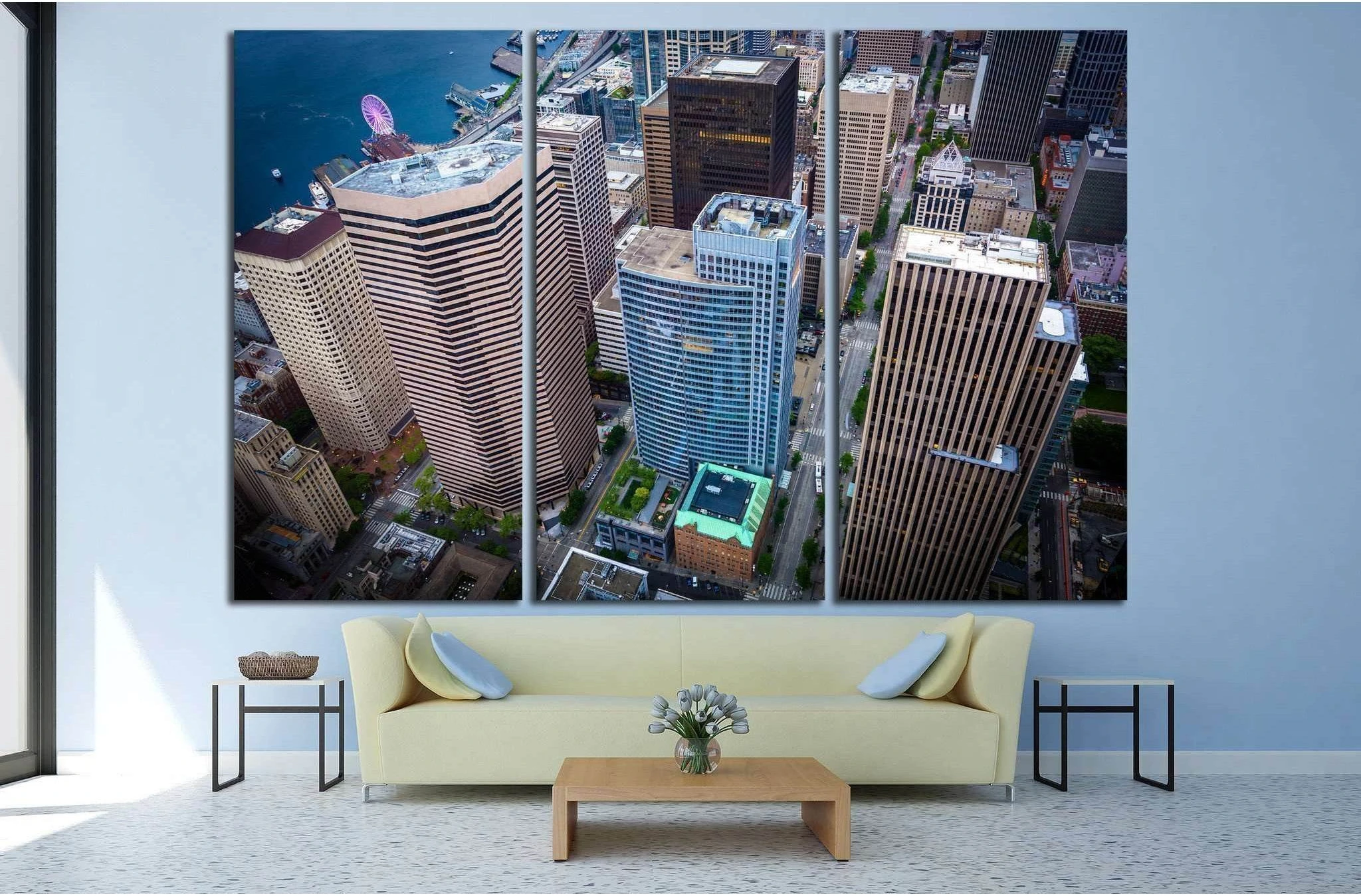 View of skyscrapers in downtown, in Seattle, Washington №1362 Ready to Hang Canvas Print - Zellart Canvas Prints ALL_Products, s-1362