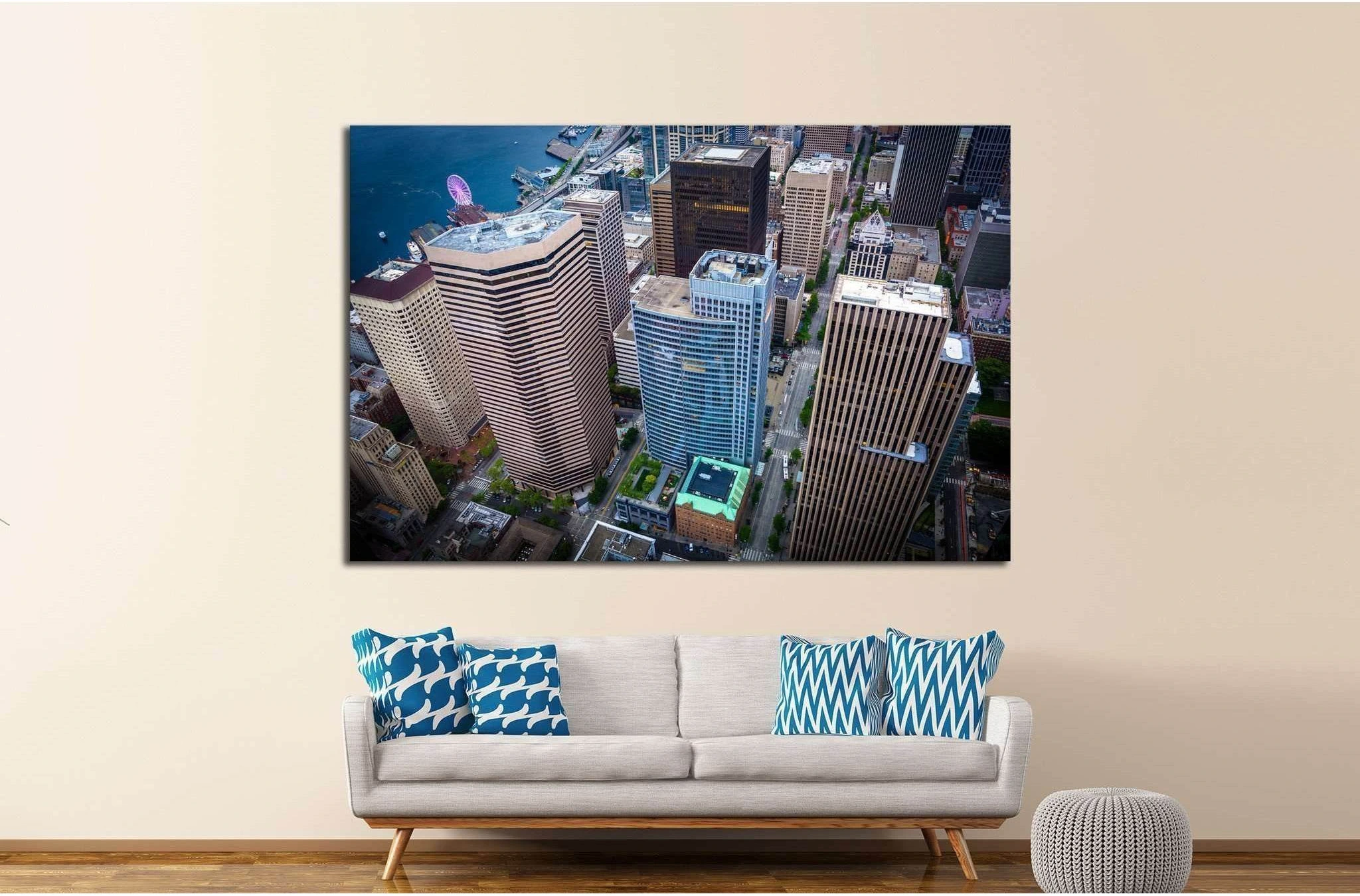 View of skyscrapers in downtown, in Seattle, Washington №1362 Ready to Hang Canvas Print - Zellart Canvas Prints ALL_Products, s-1362